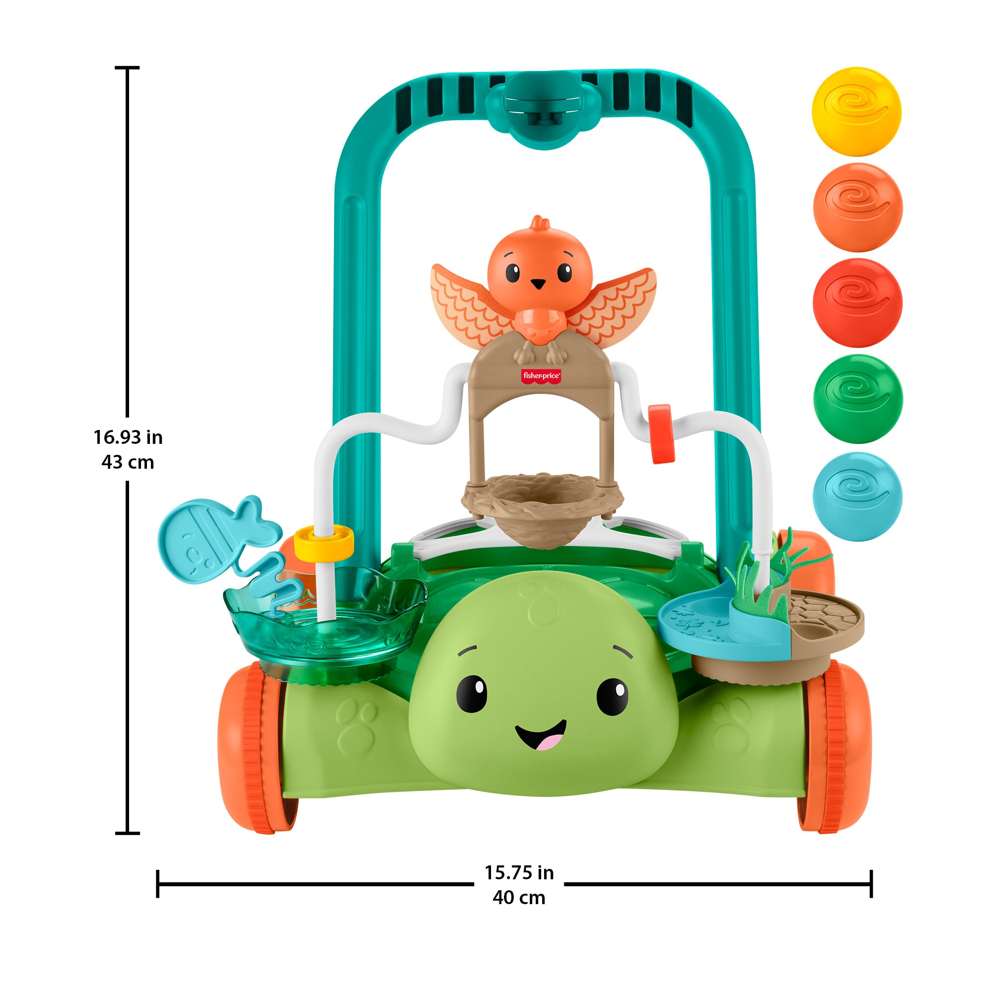 Fisher-Price Moves With You Turtle Walker. Baby & Toddler Activity Push Toy. 5 Balls - Image 6