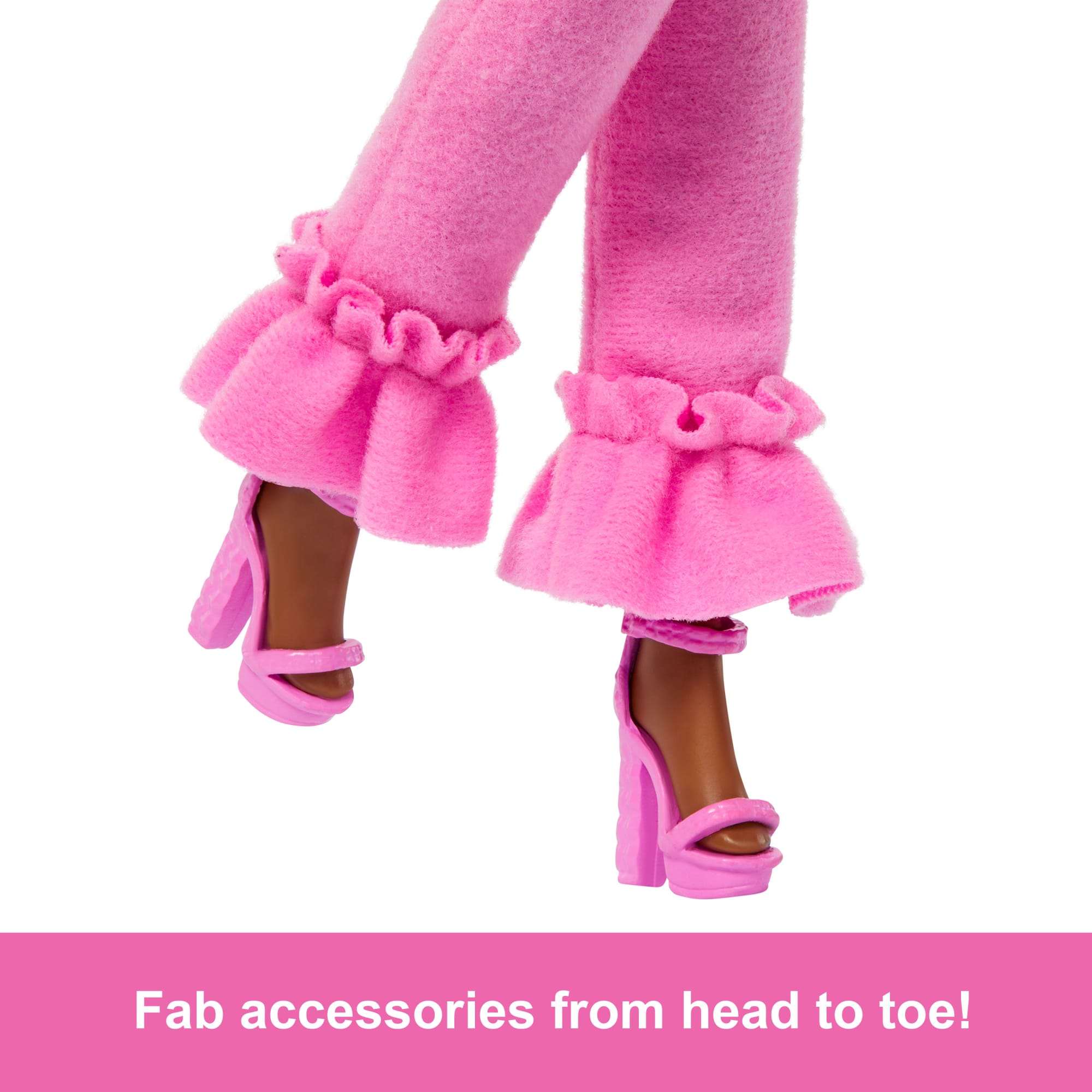 Barbie Deluxe Style Doll #4 in Soft Pink Jumpsuit. Pink And Brown Braided Hair - Image 4