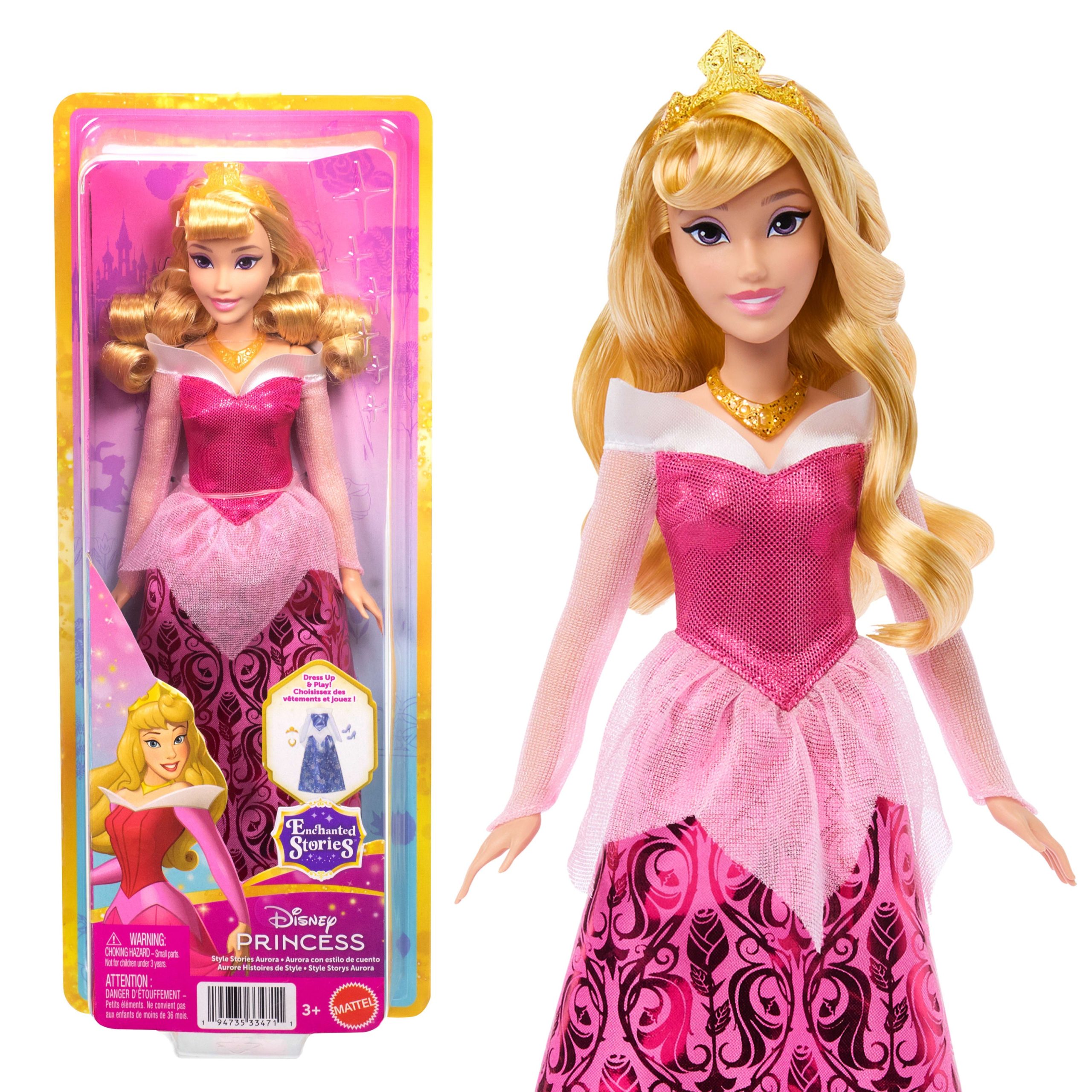 Disney Princess Enchanted Stories Aurora Fashion Doll With Sparkling Dress & Accessories. Posable