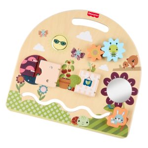 Fisher-Price Wooden Take-Along Activity Station. Wood Busy Board For Baby & Toddler
