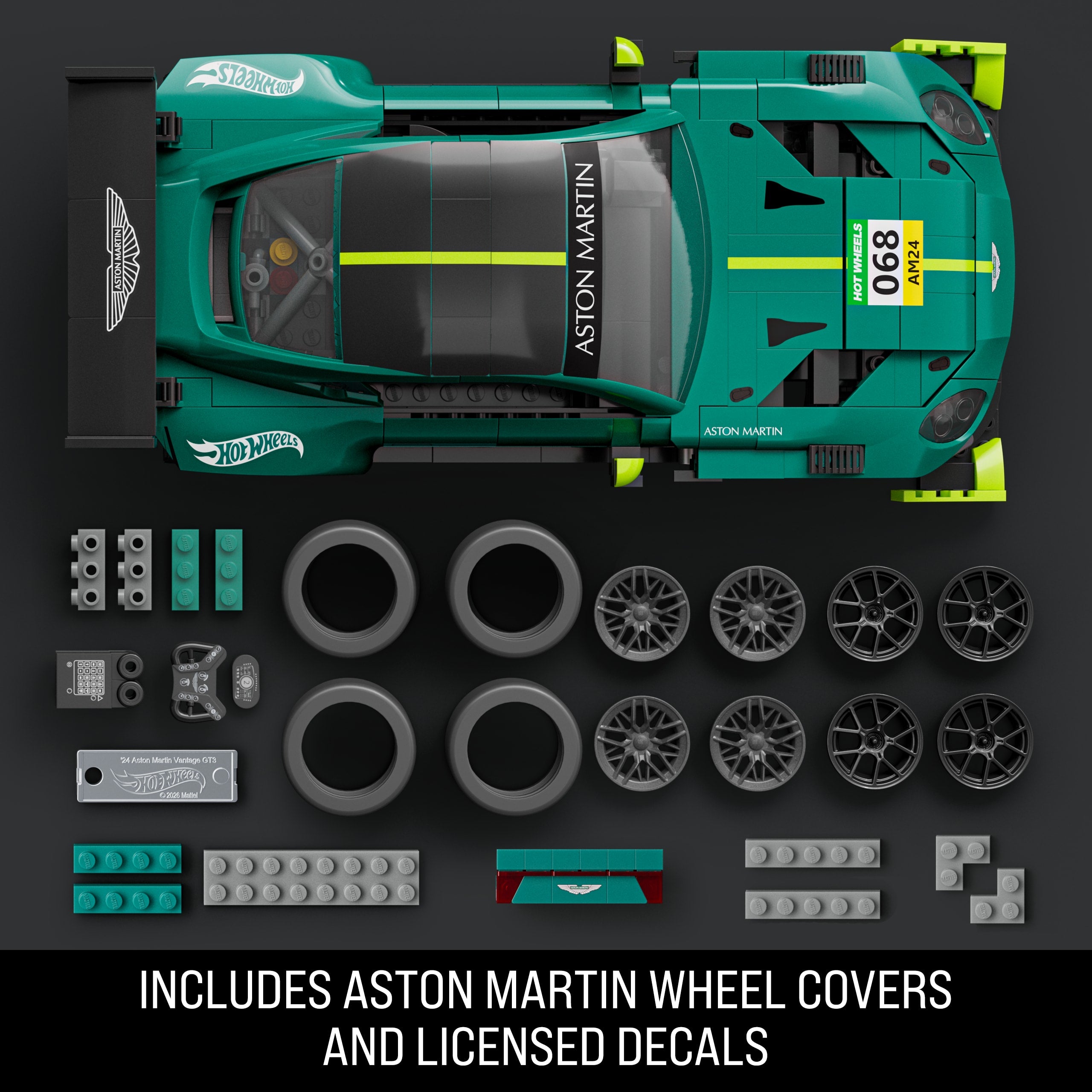 Mattel Brick Shop Hot Wheels '24 Aston Martin Vantage Gt3 Building Toy Kit (793 Pieces). For Collectors - Image 4