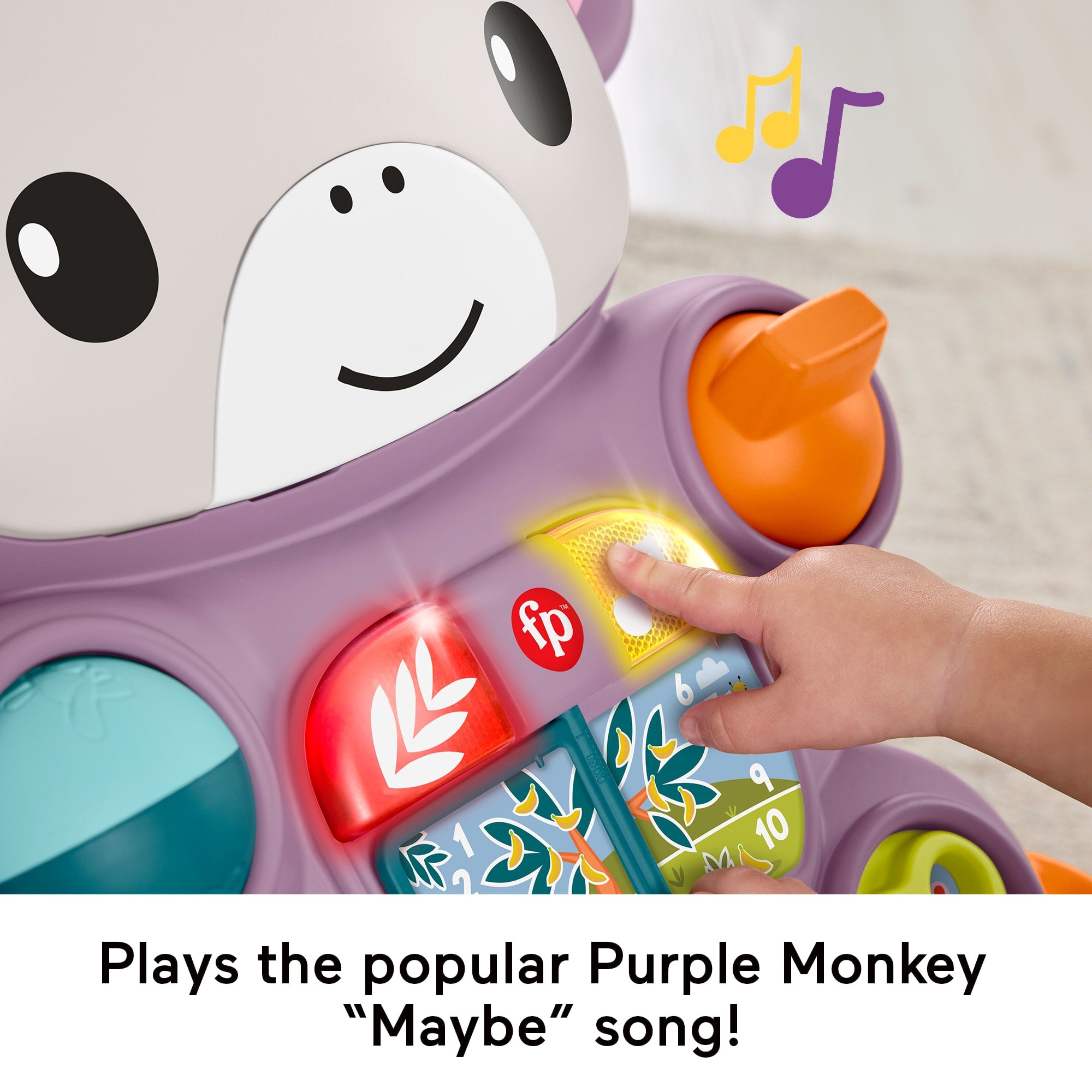 Fisher-Price Learn With Me Purple Monkey Walker Baby Learning Toy With Music & Lights - Image 4