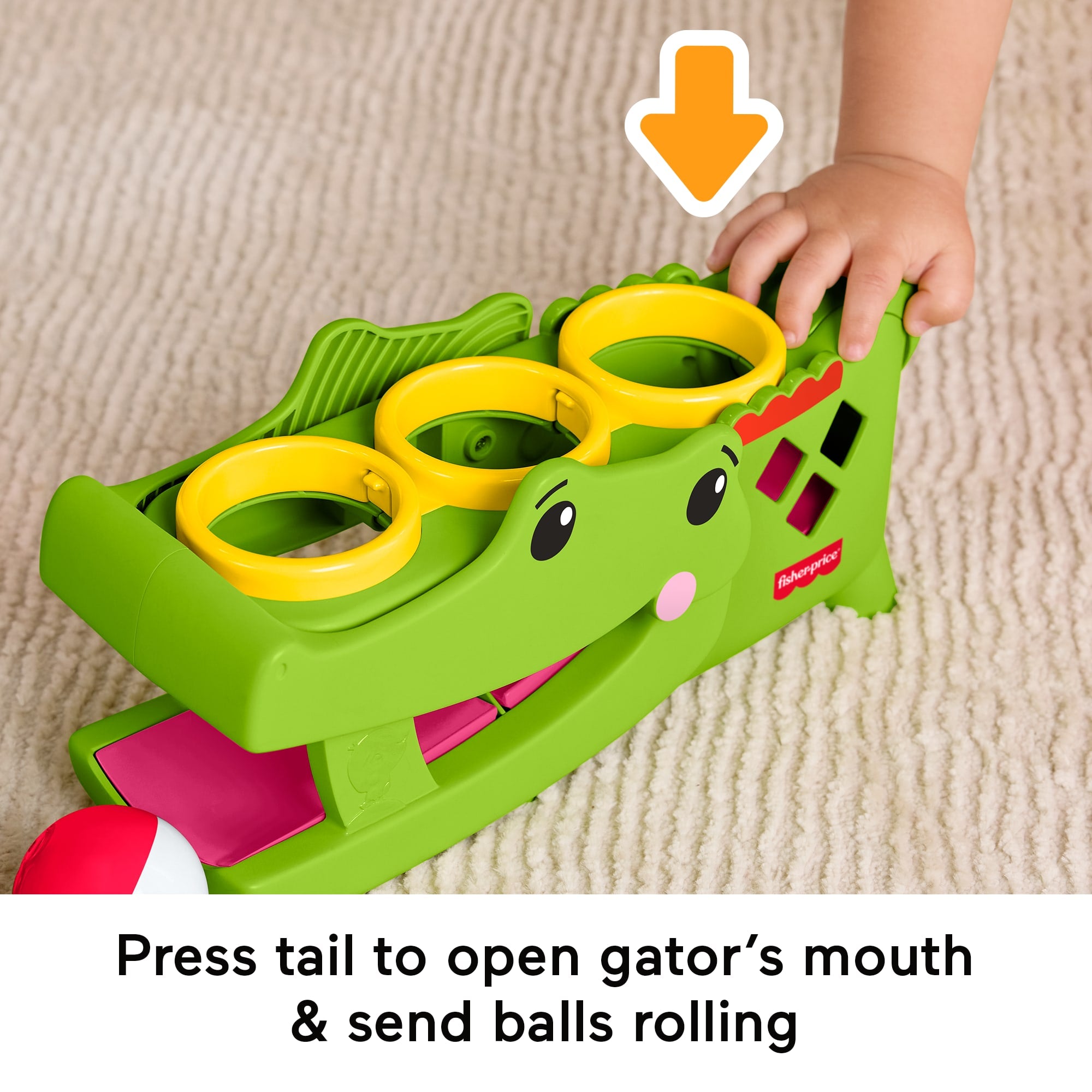 Fisher-Price Sit & Tap Rolligator. Pounding Activity Toy For Baby Crawling Play. 3 Balls & Hammer - Image 3