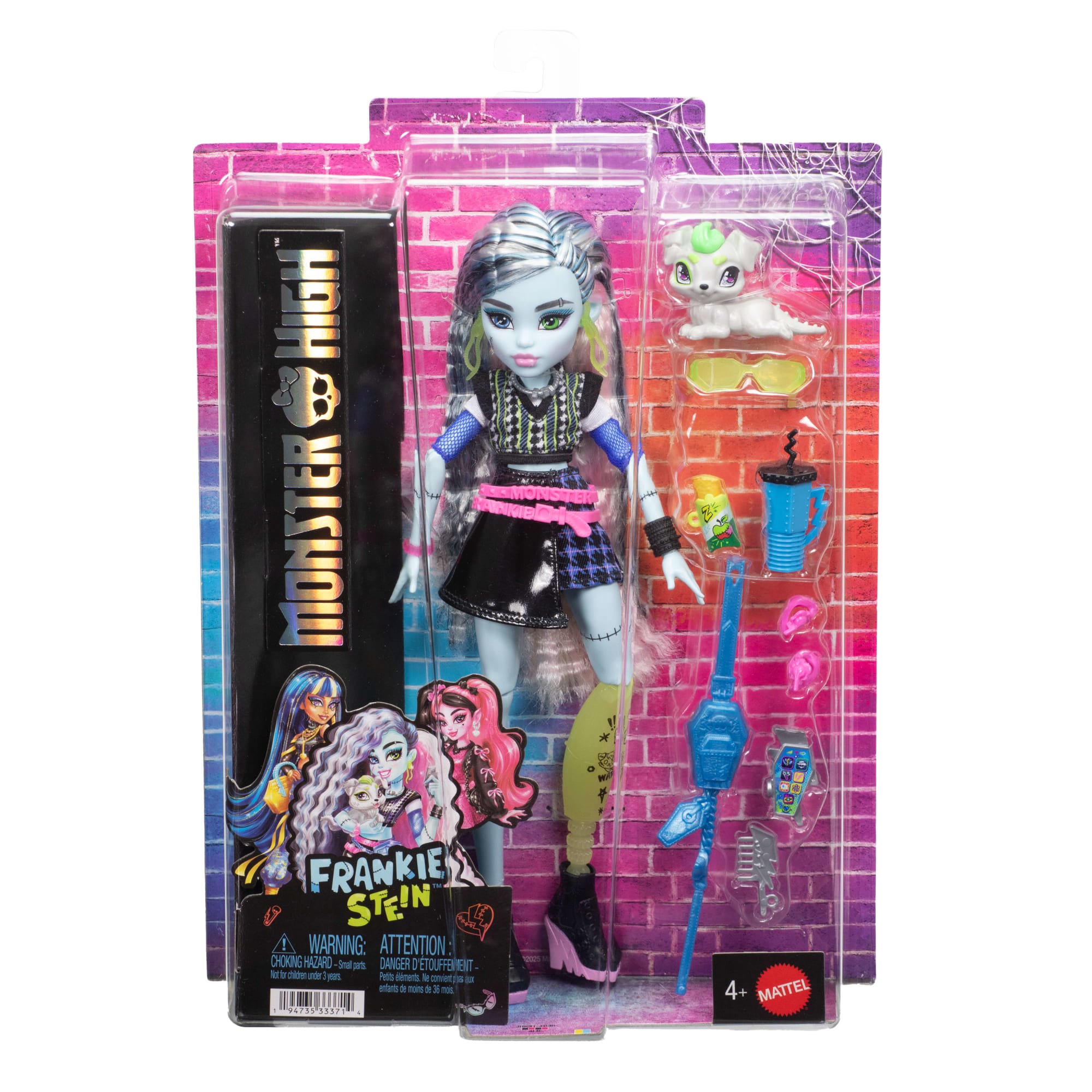 Monster High Frankie Stein Fashion Doll in Black Pleather Skirt With Pet Watzie And 7 Accessories - Image 6