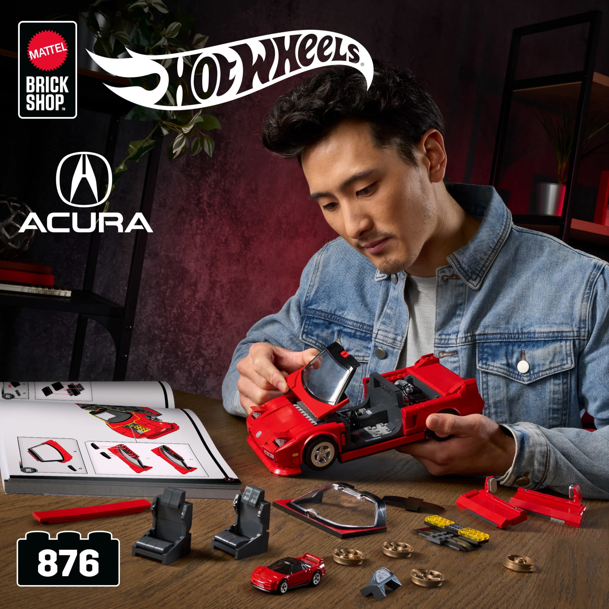 Mattel Brick Shop Hot Wheels '90 Acura NSX Building Toy (876 Pieces). for Collectors - Image 2