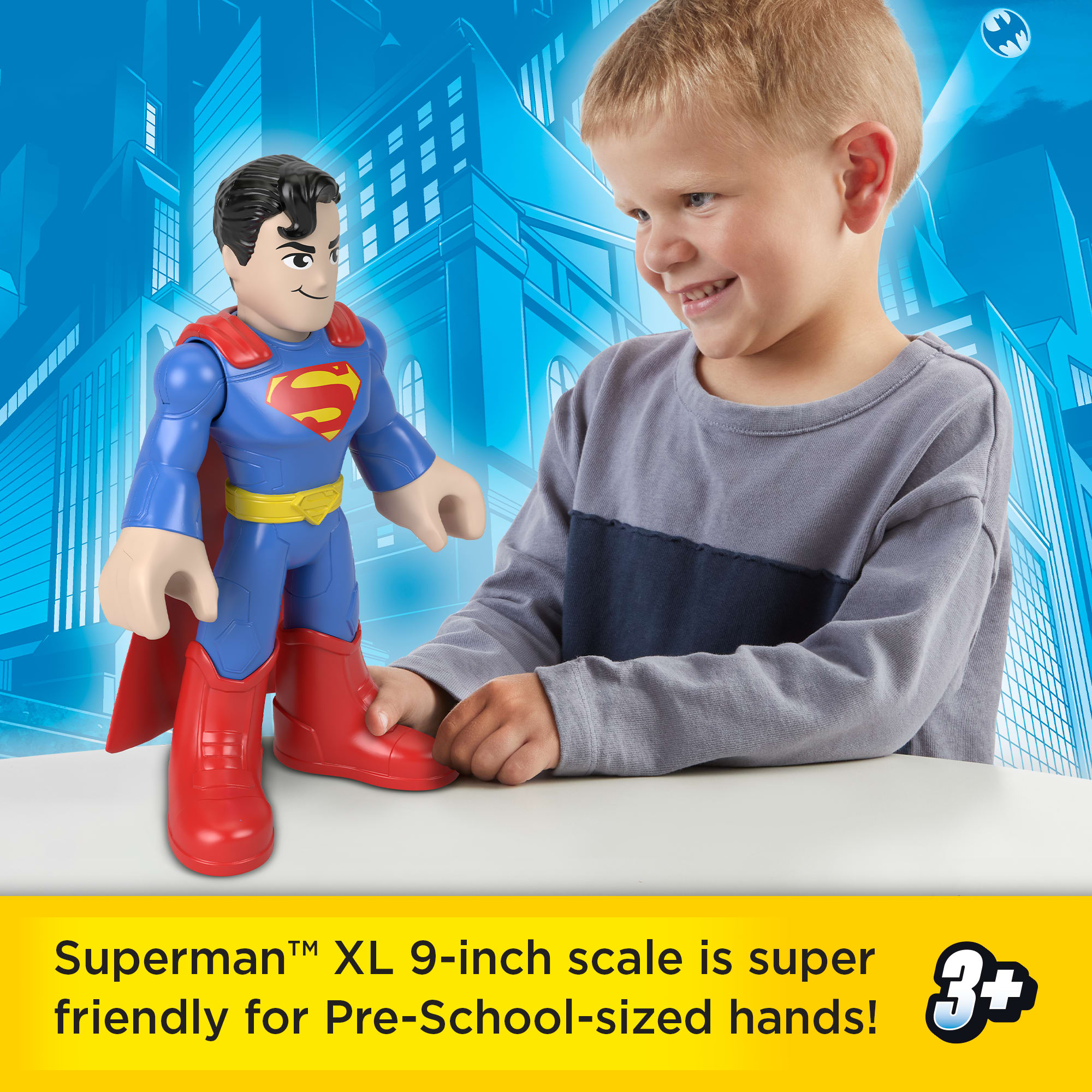 Imaginext DC Super Friends XL 9-Inch Superman Action Figure With Articulation. Wearing Hero Look - Image 2