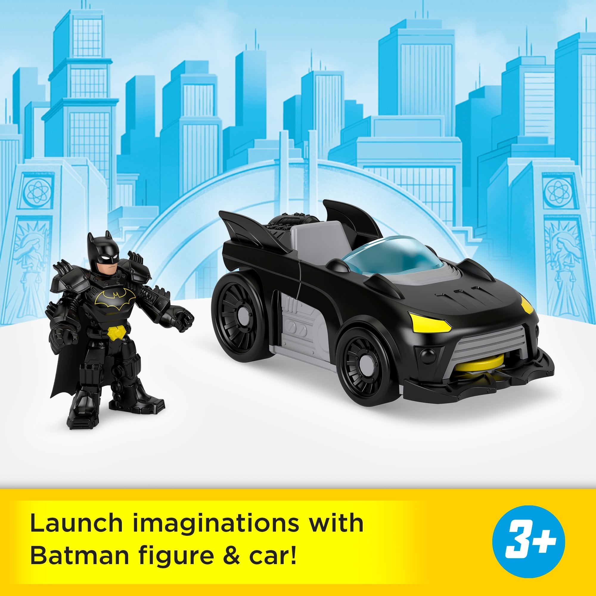 Fisher-Price Imaginext DC Super Friends Metal Force Batmobile Toy Car & Batman Action Figure Set - Image 2