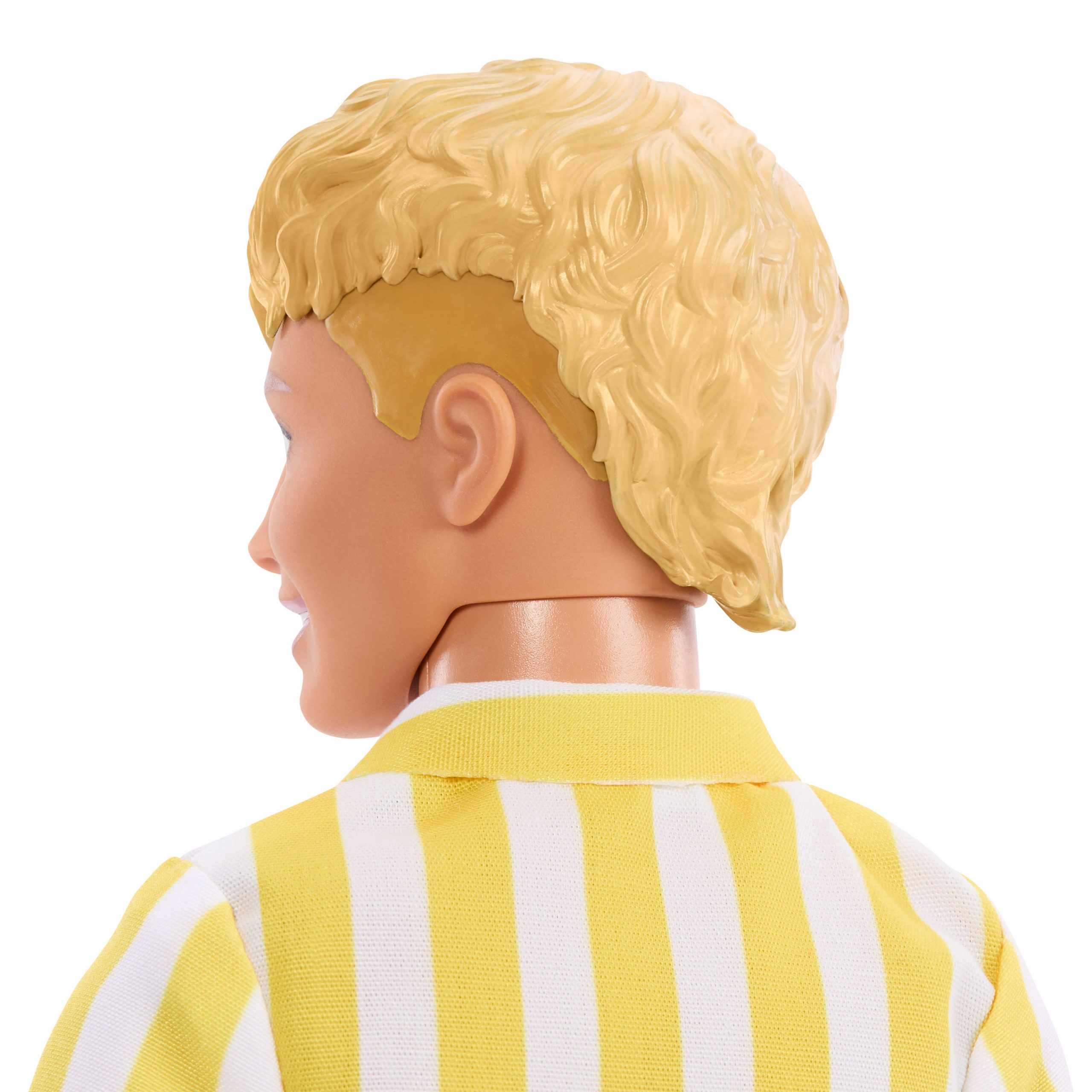 Barbie Fashionistas Style Ken Doll #252 in Orange And Yellow Polka-Dot Shorts. Yellow And White Striped Shirt. Blond Hair - Image 4
