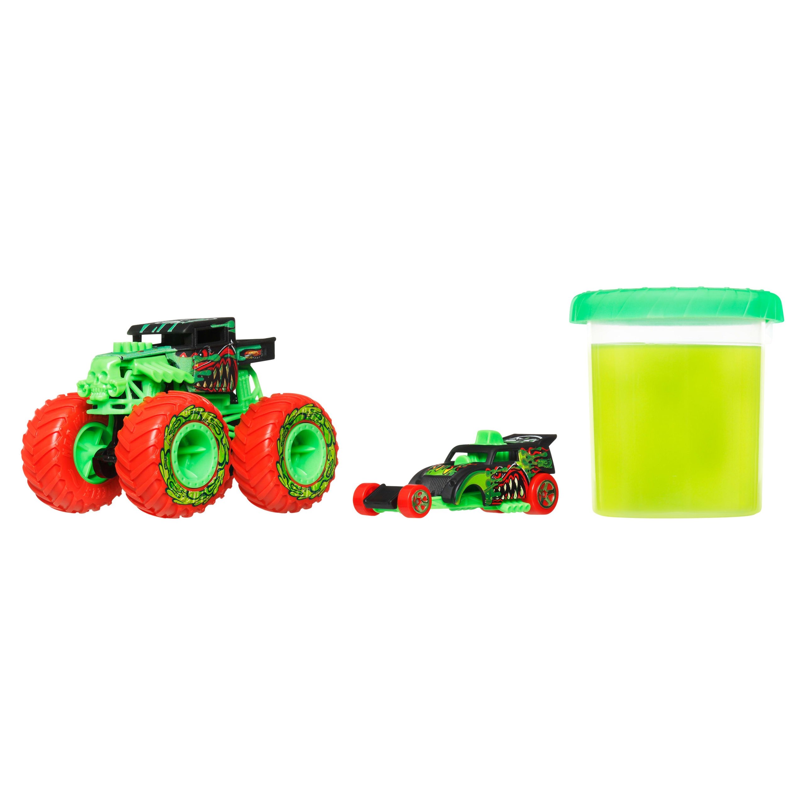 Hot Wheels Monster Trucks Mutant Chaos Toy Truck. Die-Cast Car & 4 Oz. Of Slime