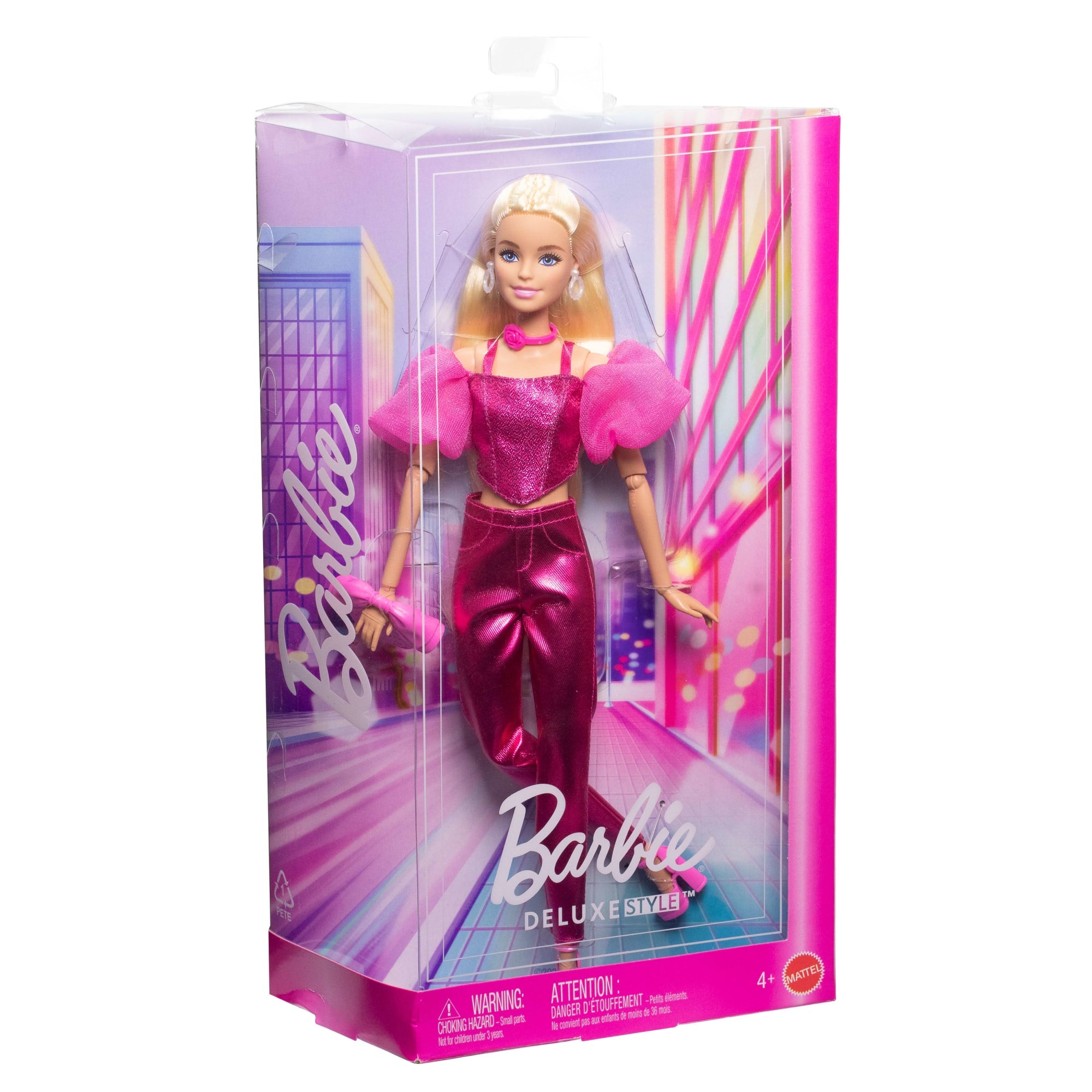 Barbie Fashionista Muñeca Deluxe Cabello Rubio y Conjunto Rosa Metálico - Image 6