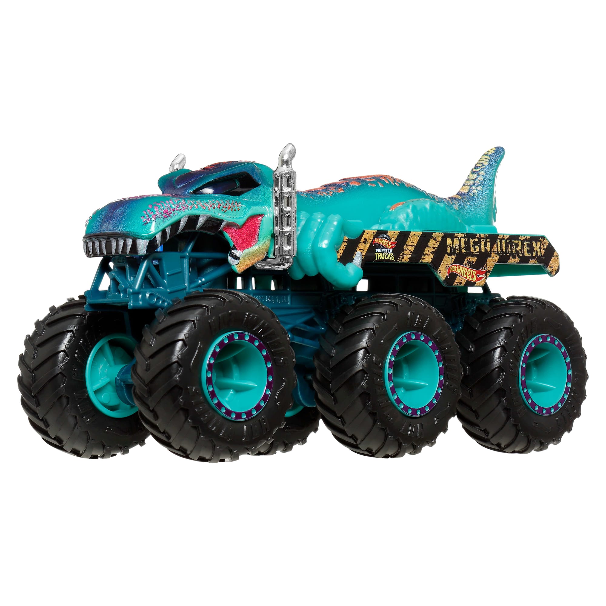 Hot Wheels Monster Trucks Sharks vs Dinos Multipack With 2 Big Rigs. 2 Toy Trucks & 2 Toy Cars - Image 2