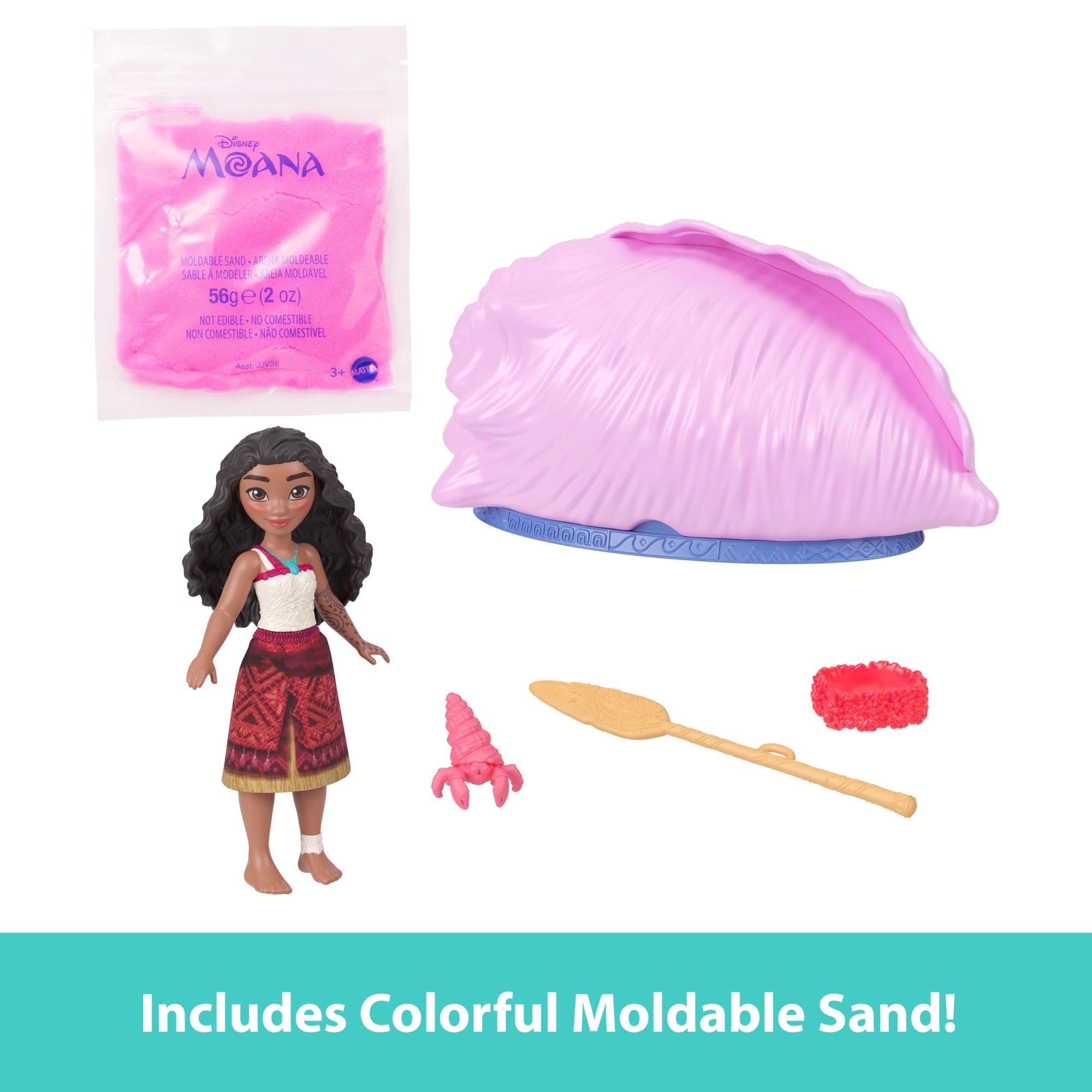 Disney Moana Shell Reveal Small Doll Or Figures. Moldable Sand & Accessories (Characters May Vary) - Image 4