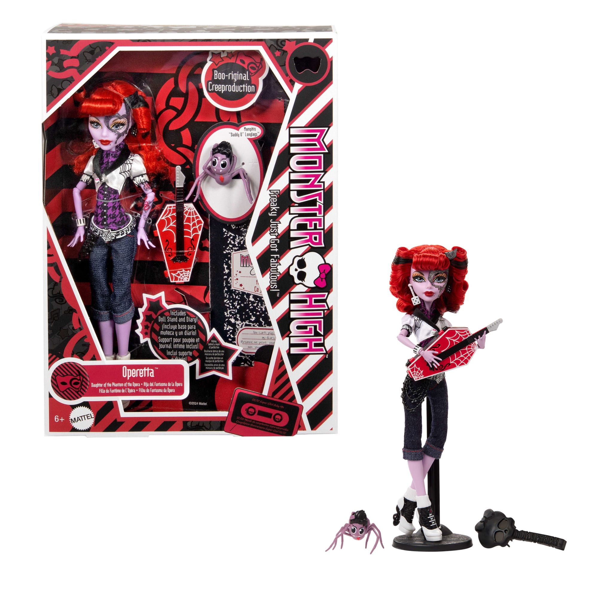 Monster High Boo-Riginal Creeproduction Operetta Doll With Diary. Doll Stand And Pet