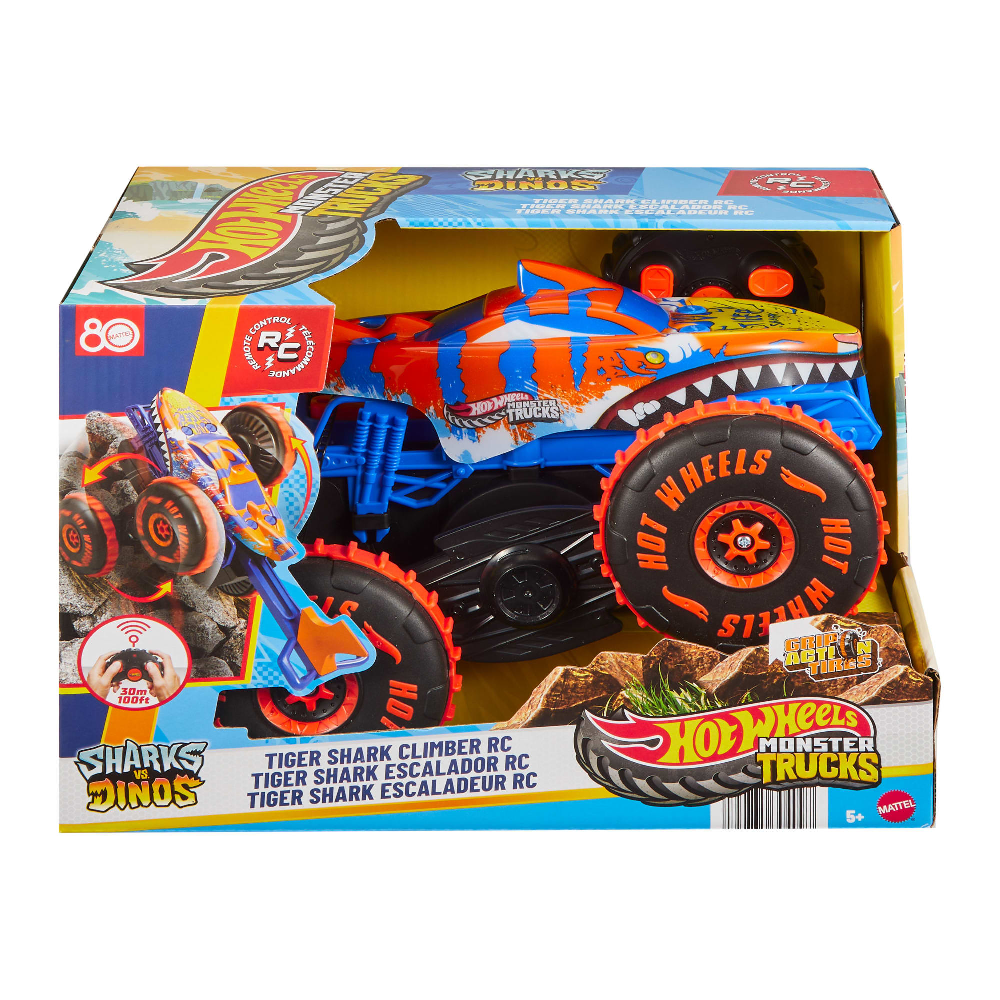 Hot Wheels Monster Trucks Tiger Shark Climber RC Vehicle. Battery-Powered Remote-Control Toy Truck - Image 6