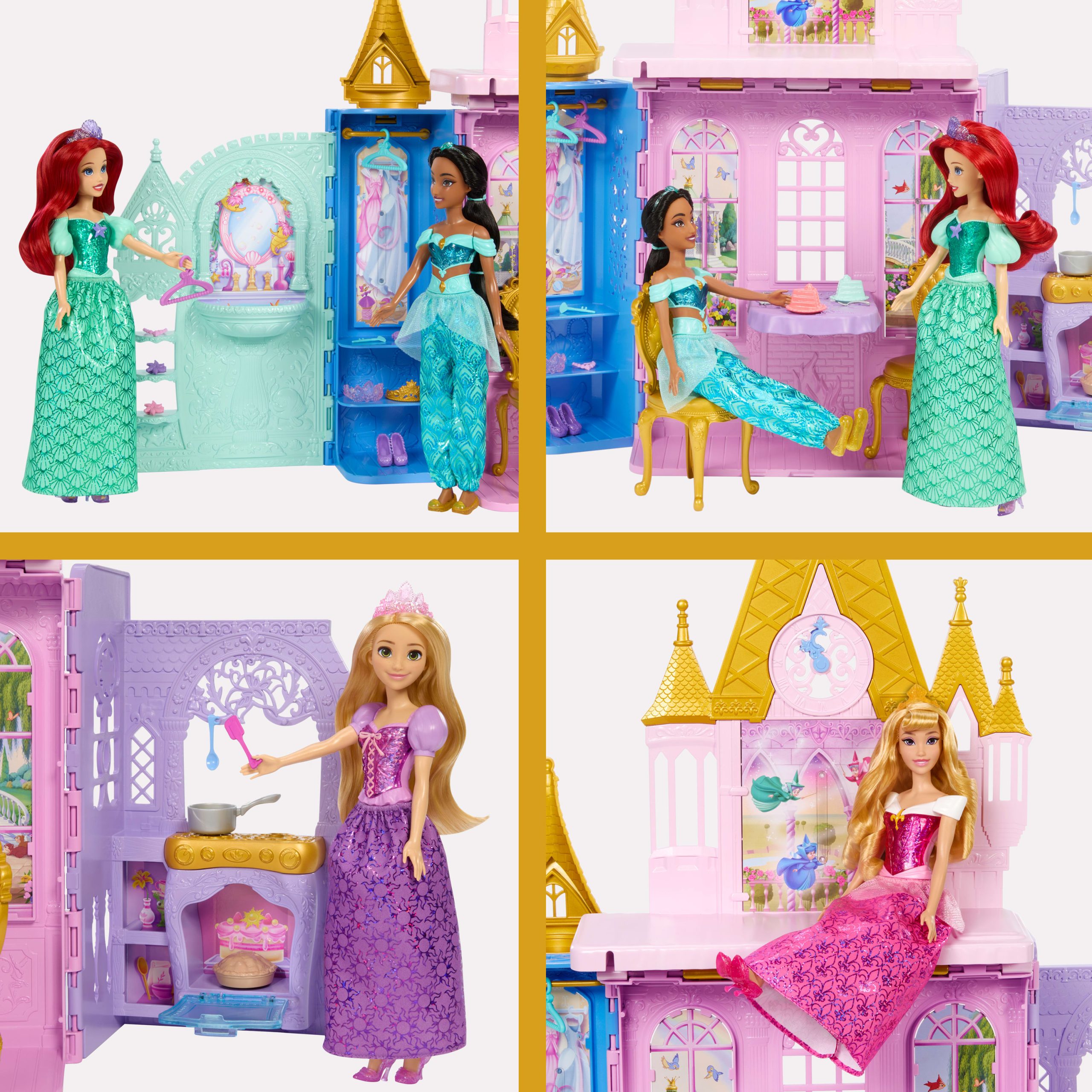 Disney Princess Close & Carry Foldable Castle Playset With 5 Play Areas & 20 Accessories - Image 3