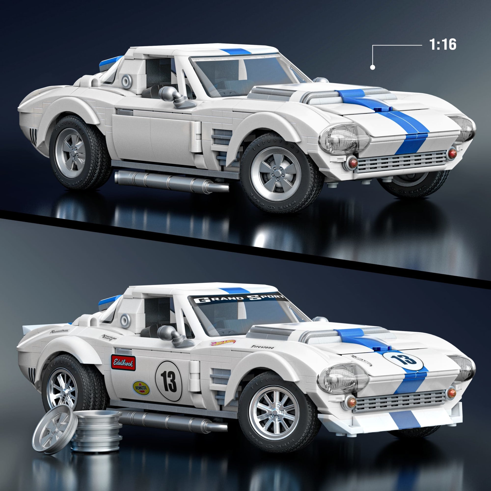 Mattel Brick Shop Hot WheelsJuguete de Construcción Elite 63 Corvette Grand Sport - Image 3