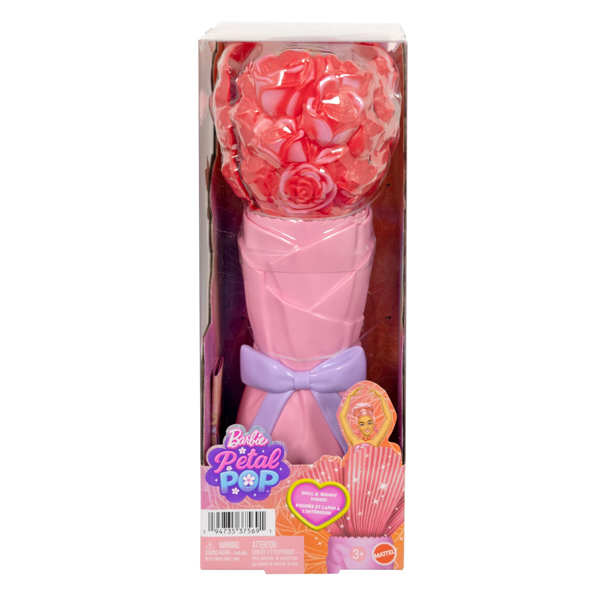 Barbie Petal Pop Scented Fashion Doll With Rose Dress. Reveal Accessories Like Bunny & More - Image 6