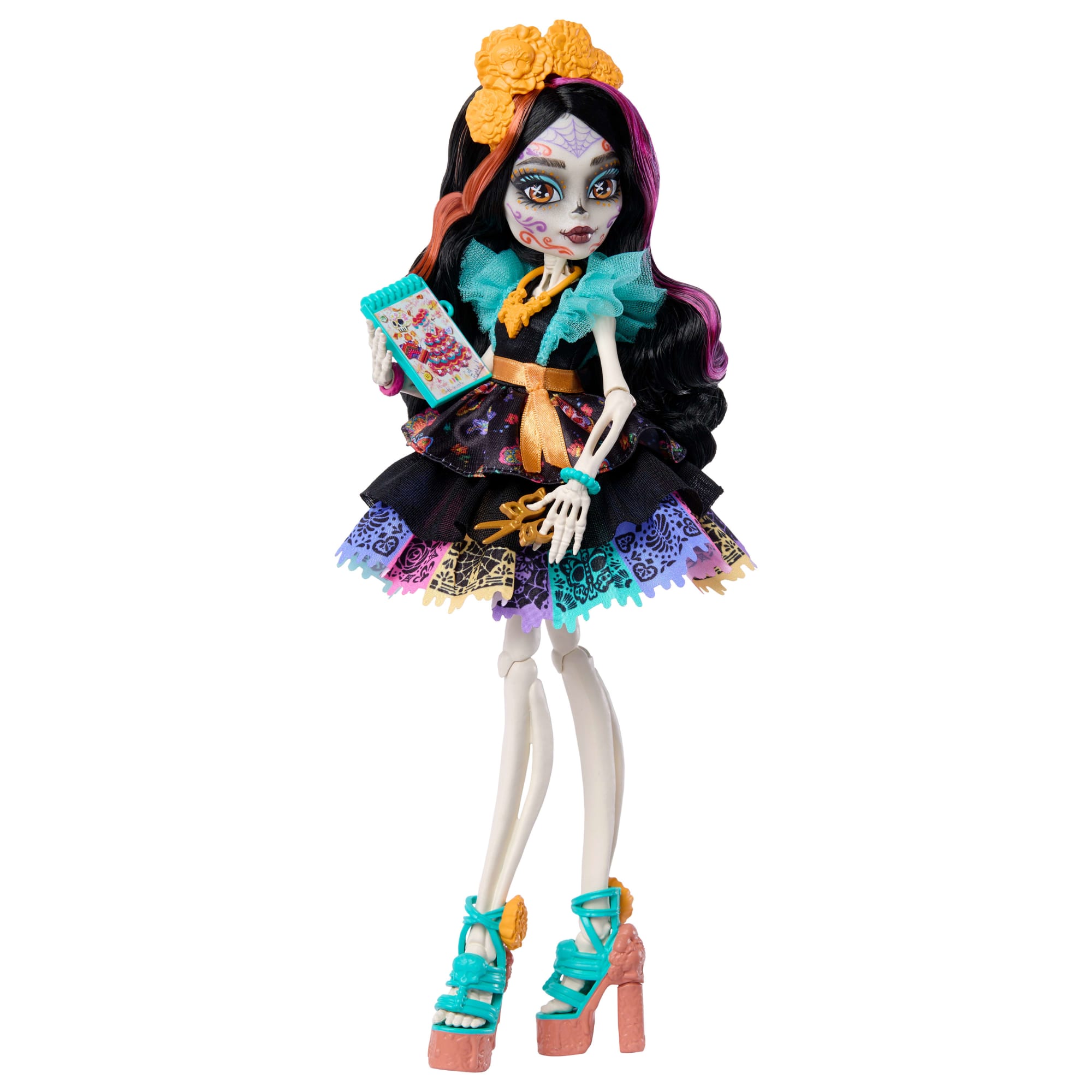 Monster High Skelita Calaveras Fashion Doll in Ruffled Dress With Pet Candelita And 7 Accessories - Image 4
