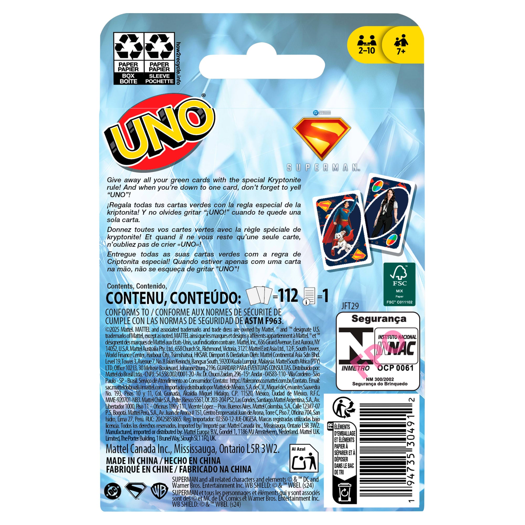 UNO Superman Card Game For Kid. Adult & Family Nights. Toy Collectible Inspired By The Movie - Image 6