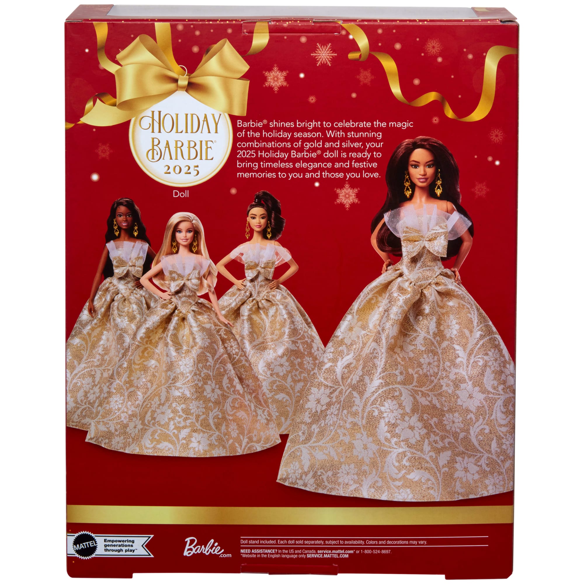 Barbie Signature 2025 Holiday Barbie Fashion Doll. Seasonal Collector. Dark Brown Hair With Silver & Gold Gown - Image 6