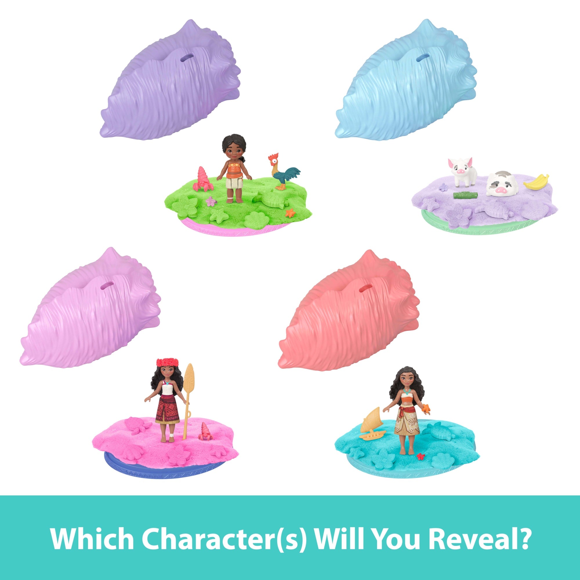 Disney Moana Shell Reveal Small Doll Or Figures. Moldable Sand & Accessories (Characters May Vary) - Image 3