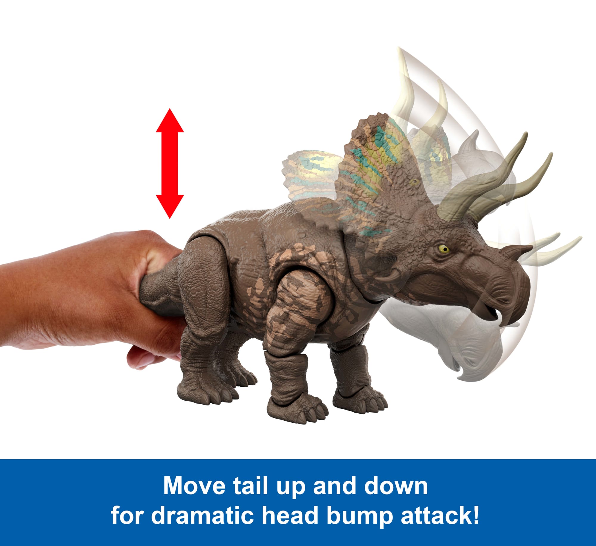 Jurassic World Rebirth Gigantic Thrashers Eotriceratops Dinosaur Figure Toy. Tail Activated Attack - Image 3