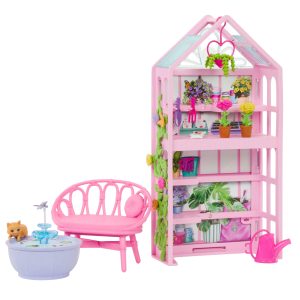 Barbie World Backyard Garden Toy Playset & 17 Accessories. Includes Shelf. Fountain. Flowers & More