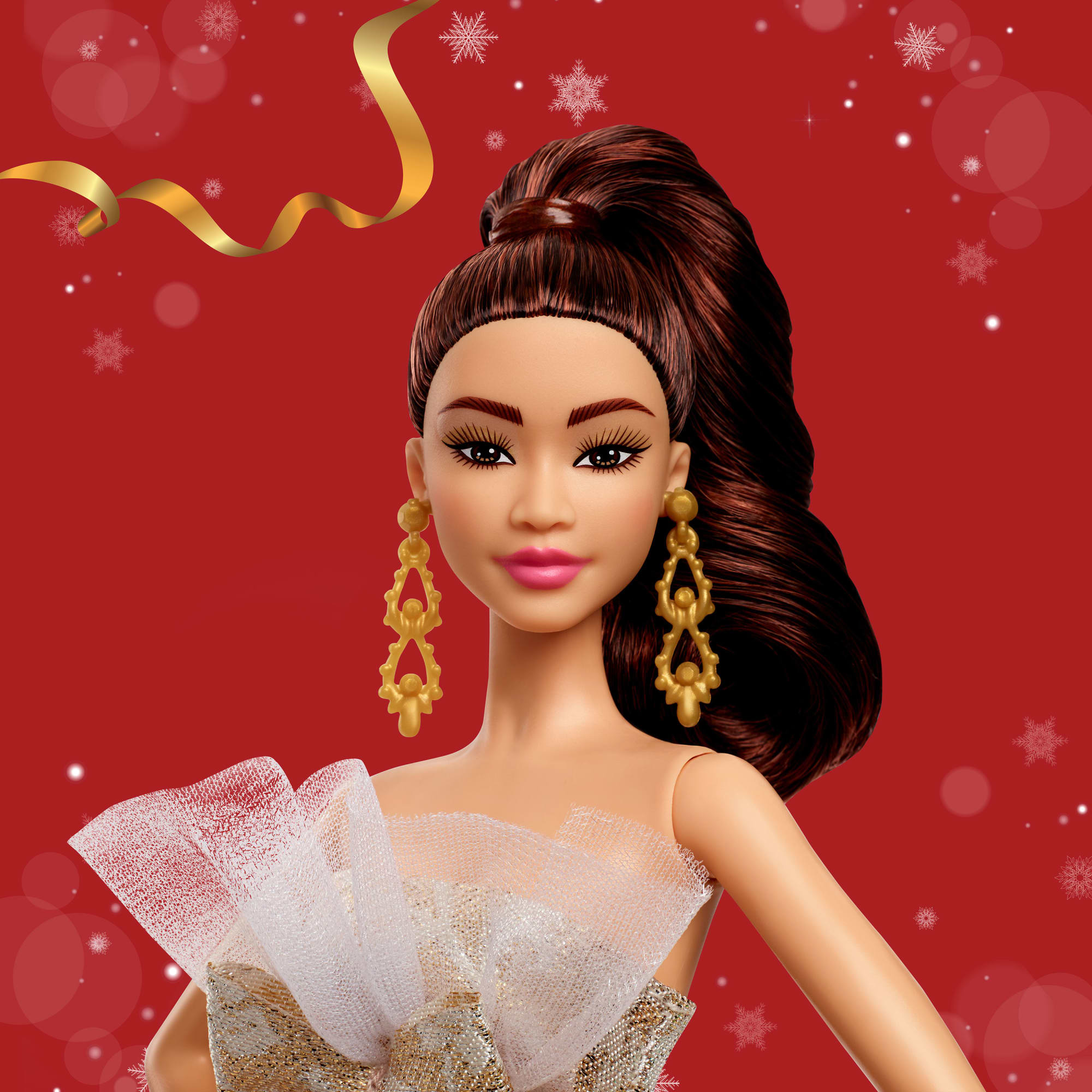 Barbie Signature 2025 Holiday Barbie Fashion Doll. Seasonal Collector. Light Brown Hair With Silver & Gold Gown - Image 2