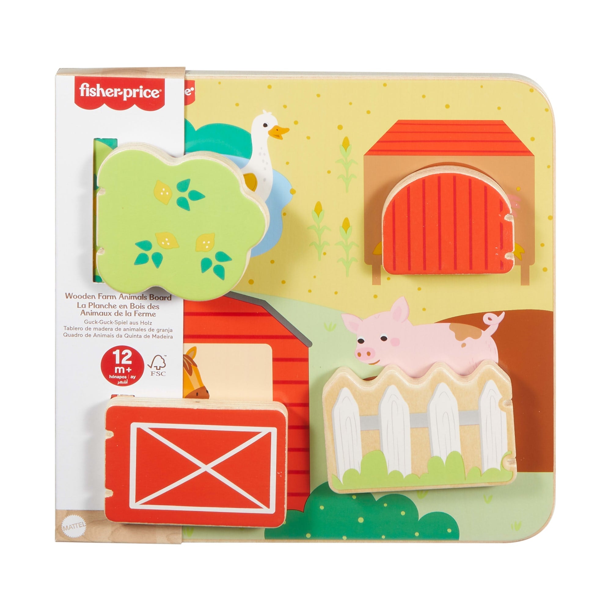 Fisher-Price Wooden Farm Animal Board Busy Activity Toy For Baby & Toddler. 1 Wood Piece - Image 5