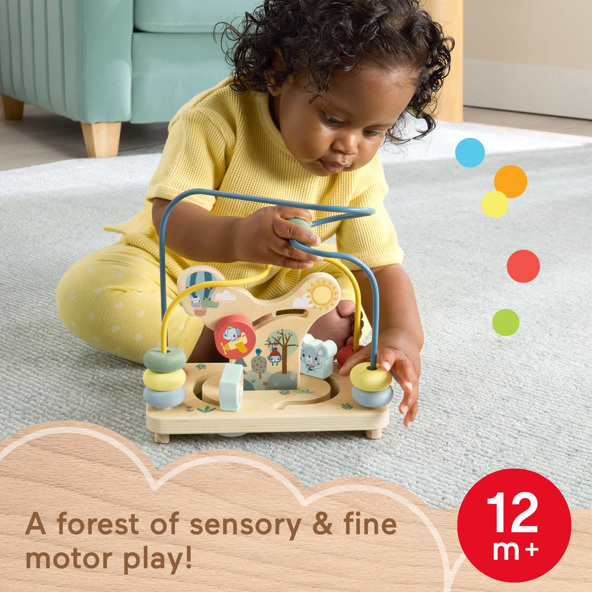 Fisher-Price Wooden Bead Maze. Animal-Themed Baby & Toddler Fine Motor Activity Toy - Image 3