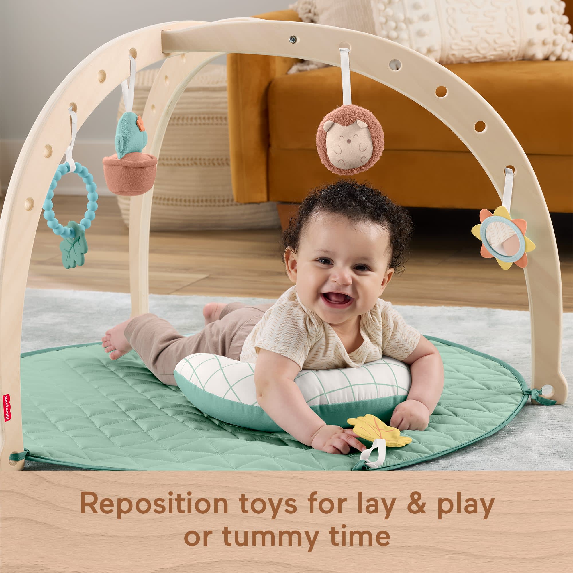 Fisher-Price Wooden Lay And Play Deluxe Activity Gym Baby Playmat With Developmental Toys - Image 3