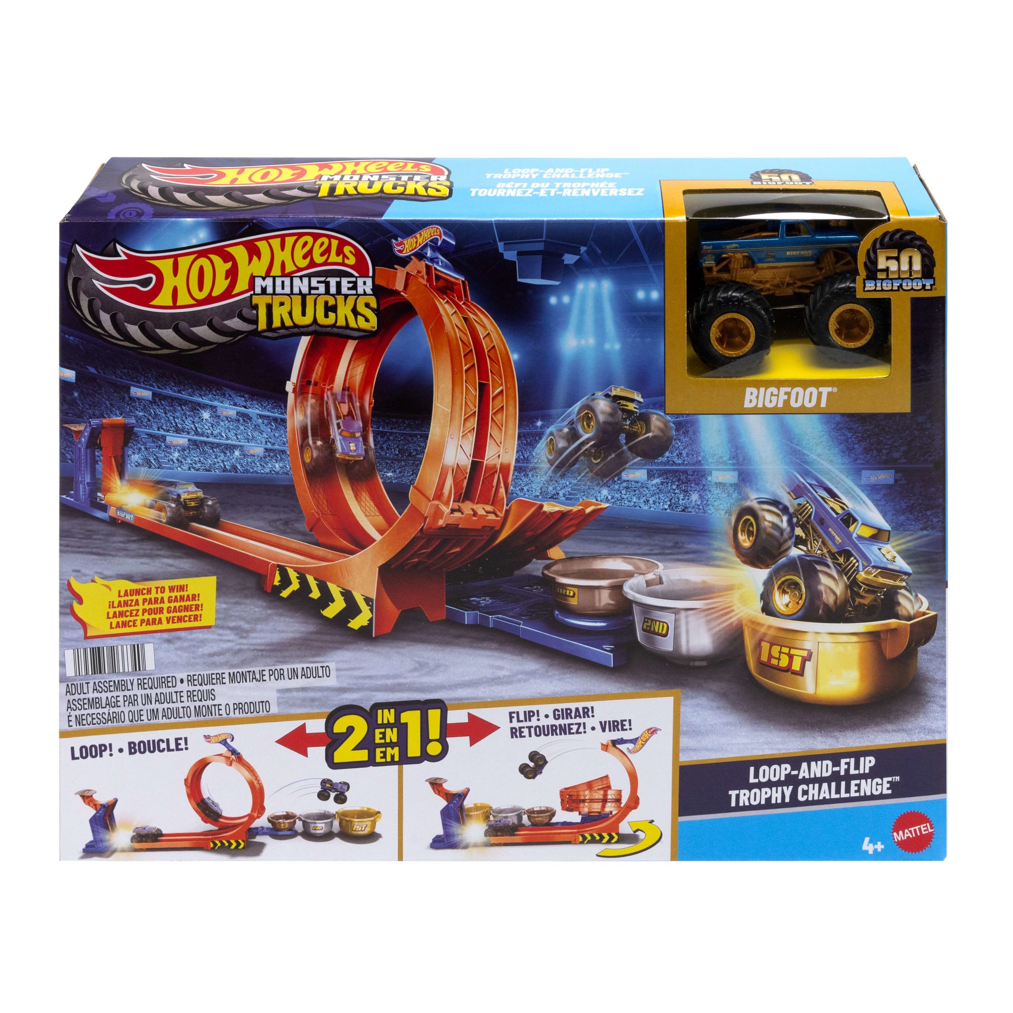 Hot Wheels Monster Trucks Pista de Juguete Competencia de Big Foot Giros Extremos - Image 6