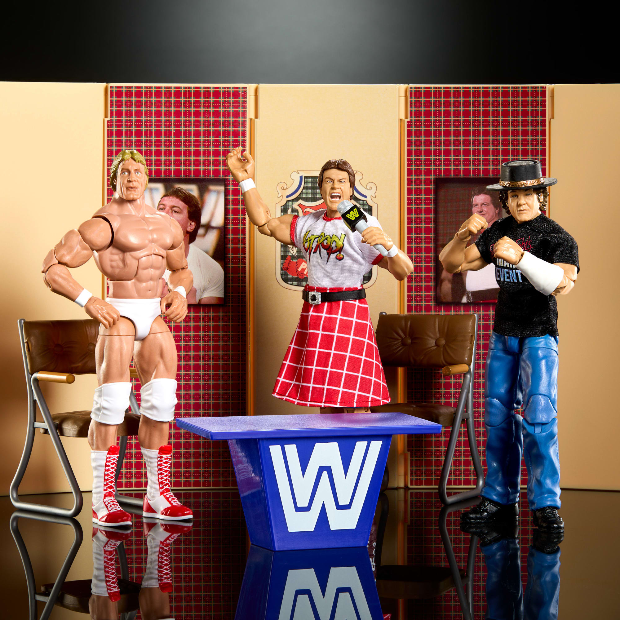 WWE Elite Collection Piper's Pit Set Of 3 Collectible 6-Inch Action Figures & Accessories - Image 2