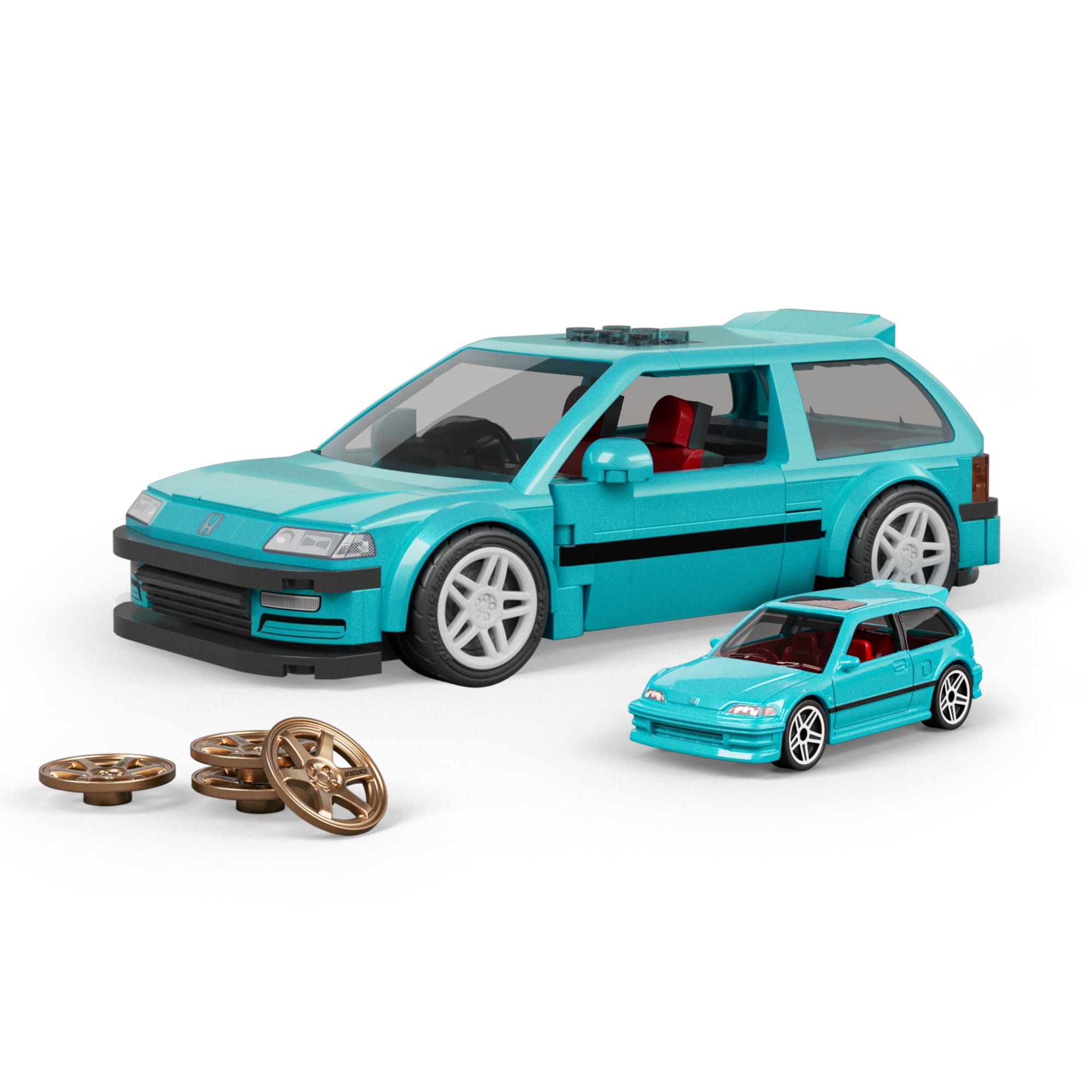 Mattel Brick Shop Hot Wheels Custom '90 Honda Civic EF Building Set - Image 2