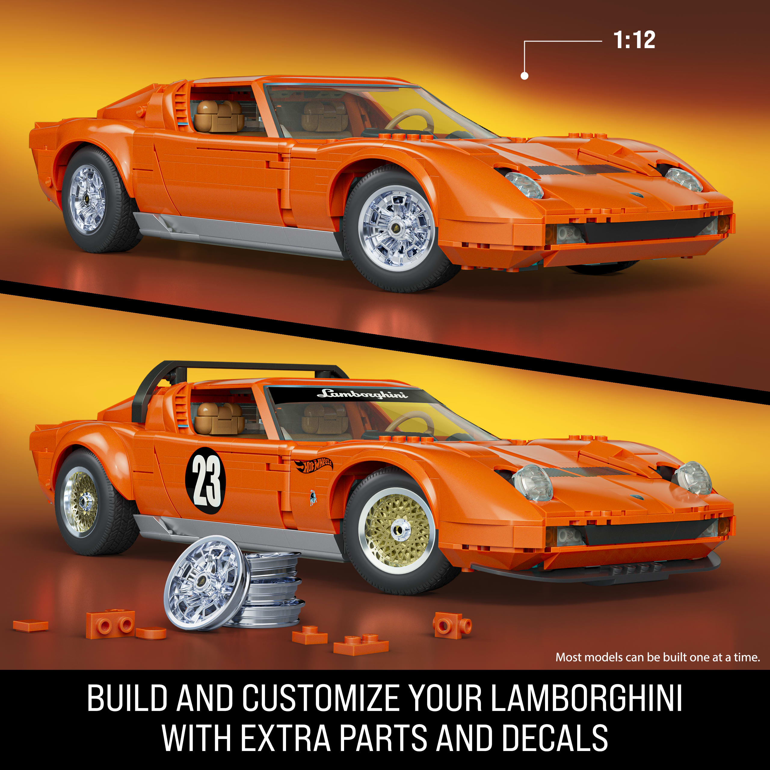 Mattel Brick Shop Hot Wheels '71 Lamborghini Miura P400 Sv Building Toy Kit (1523 Pieces). For Collectors - Image 3