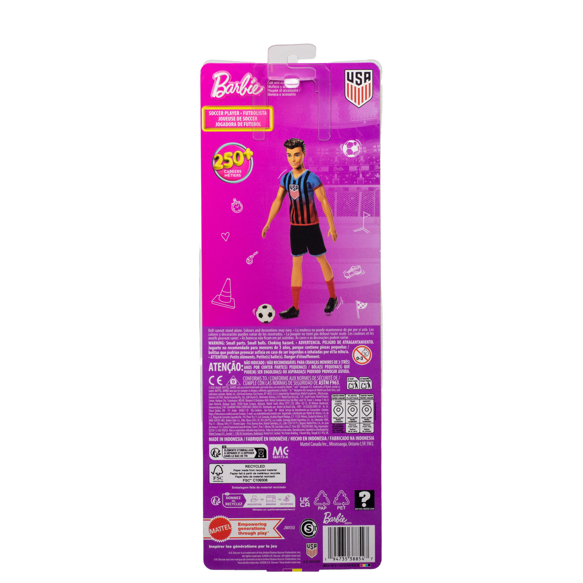 Barbie Careers Ussf Soccer Fashion Ken Doll Dressed in Removable Sport Outfit - Image 6