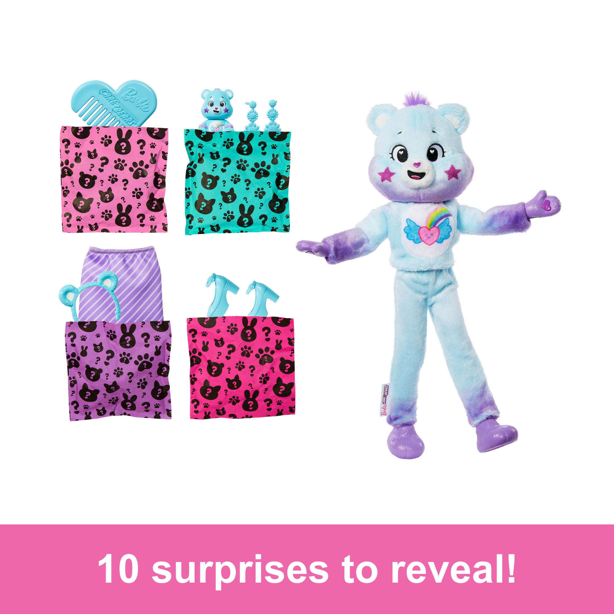 Barbie Cutie Reveal Care Bears Doll & Accessories. Series 2 Dream Bright Bear With 10 Surprises - Image 2