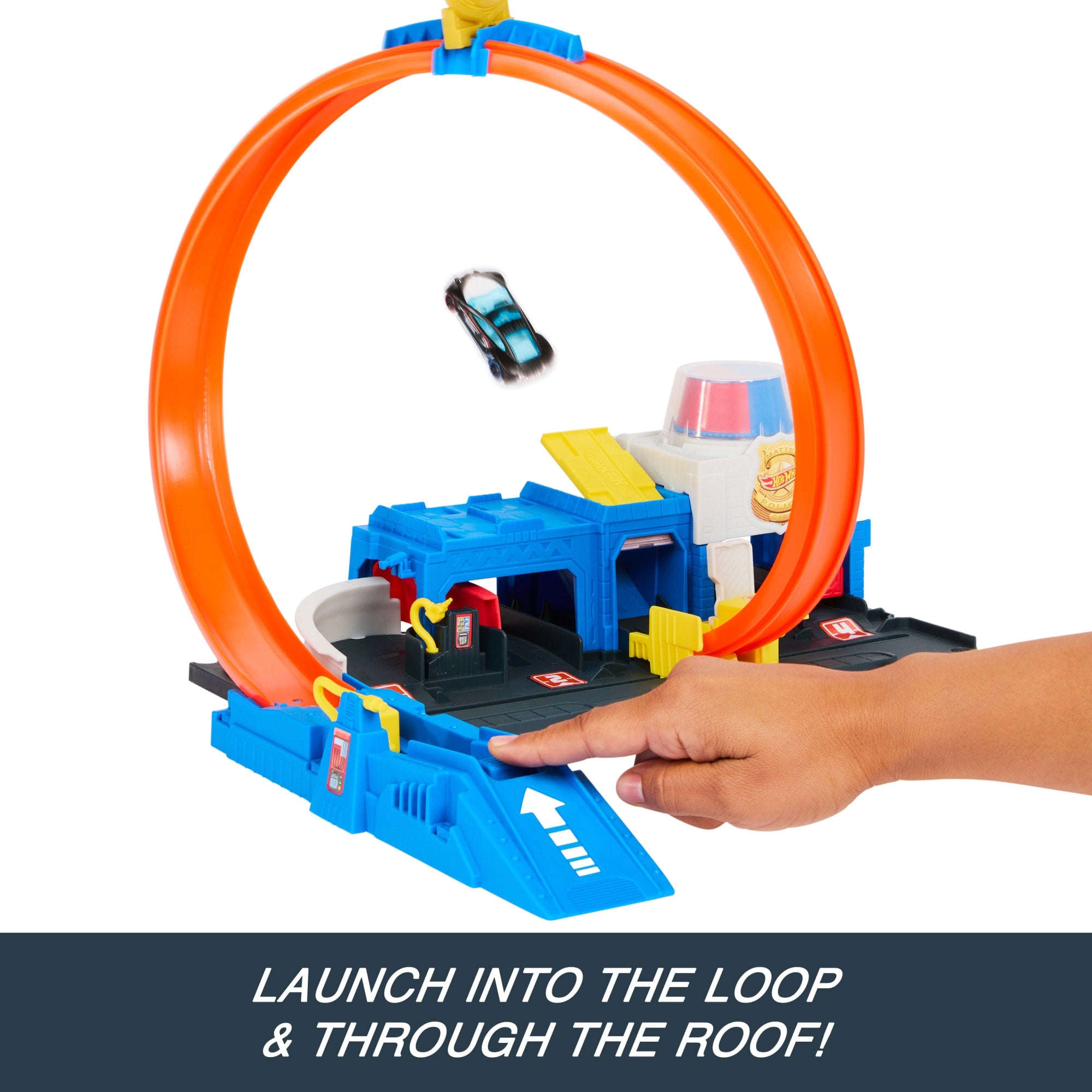 Hot Wheels City Super Police Station Playset With 1:64 Scale Police Toy Car & Adjustable Track Loop - Image 3
