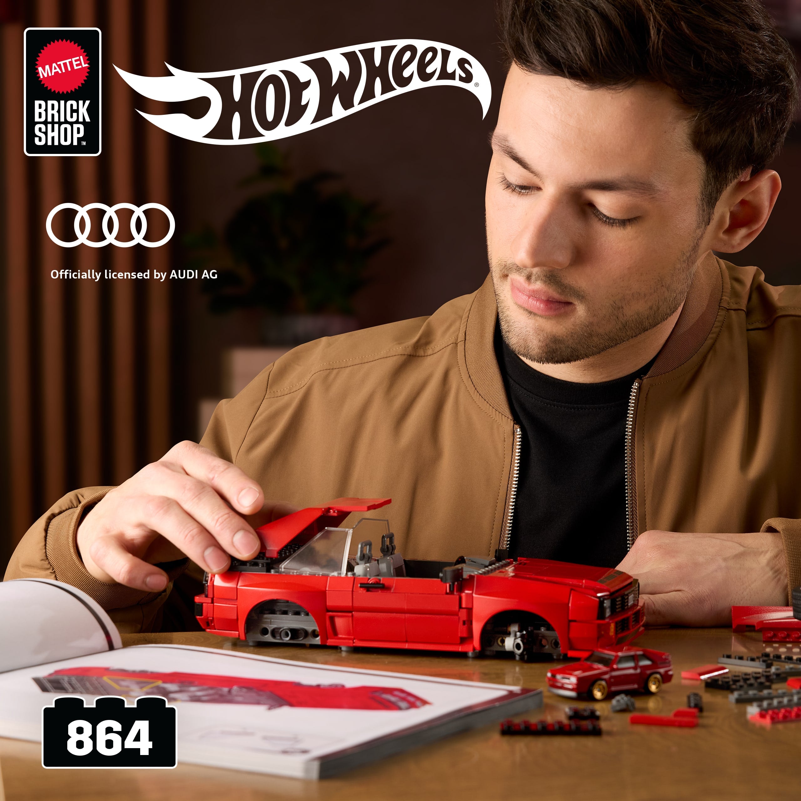 Mattel Brick Shop Hot Wheels '84 Audi Sport Quattro Building Toy Kit (864 Pieces). For Collectors - Image 2