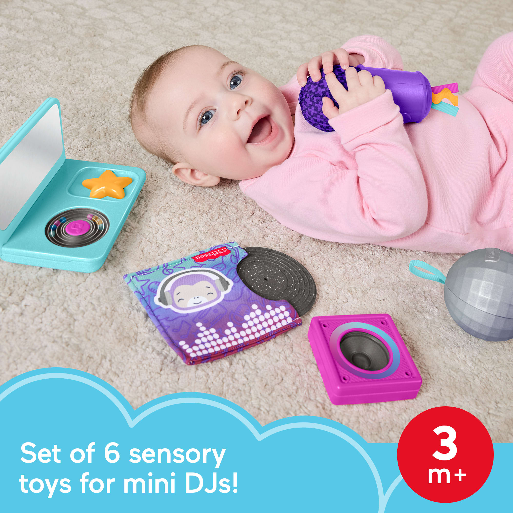 Fisher-Price Mini Me Moments DJ Gift Set. 6-Piece Sensory Baby Toys For Newborn Play - Image 2