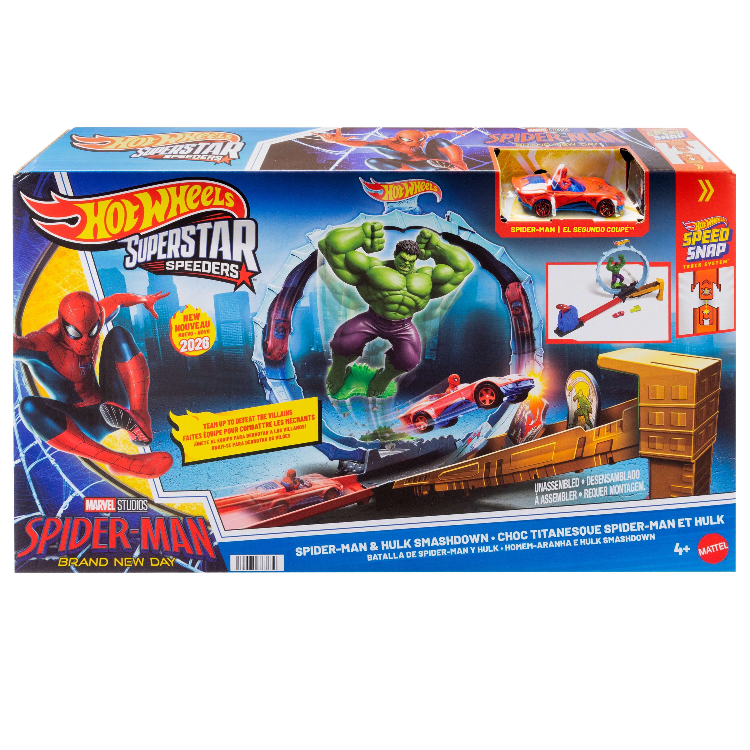 Hot Wheels Superstar Speeders Spider-Man & Hulk Smash Down Track Set With 1 Die-Cast Spider-Man Vehicle - Image 6
