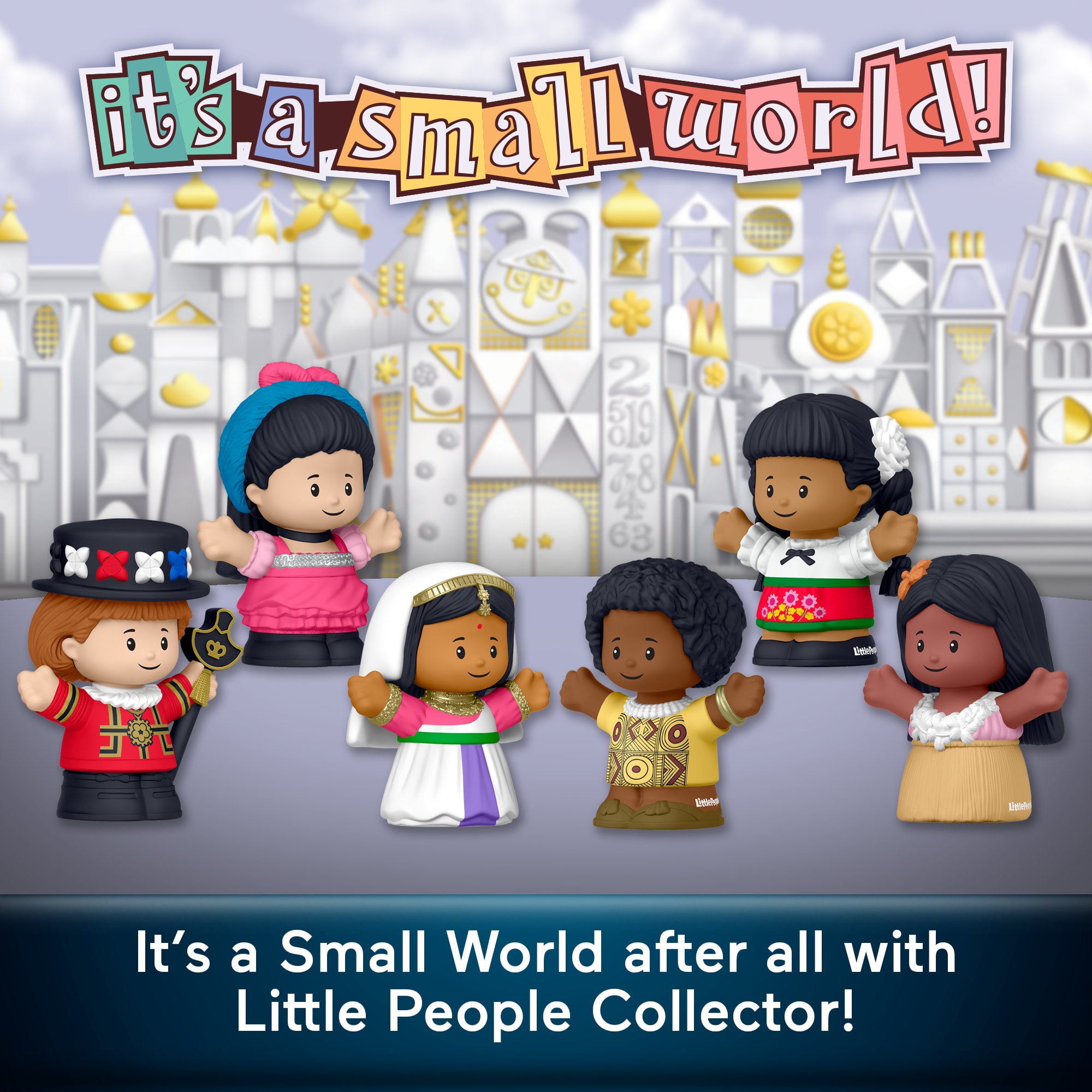 Little People Collector Disney It's A Small World Special Edition Set Fans. 6 Figures - Image 2
