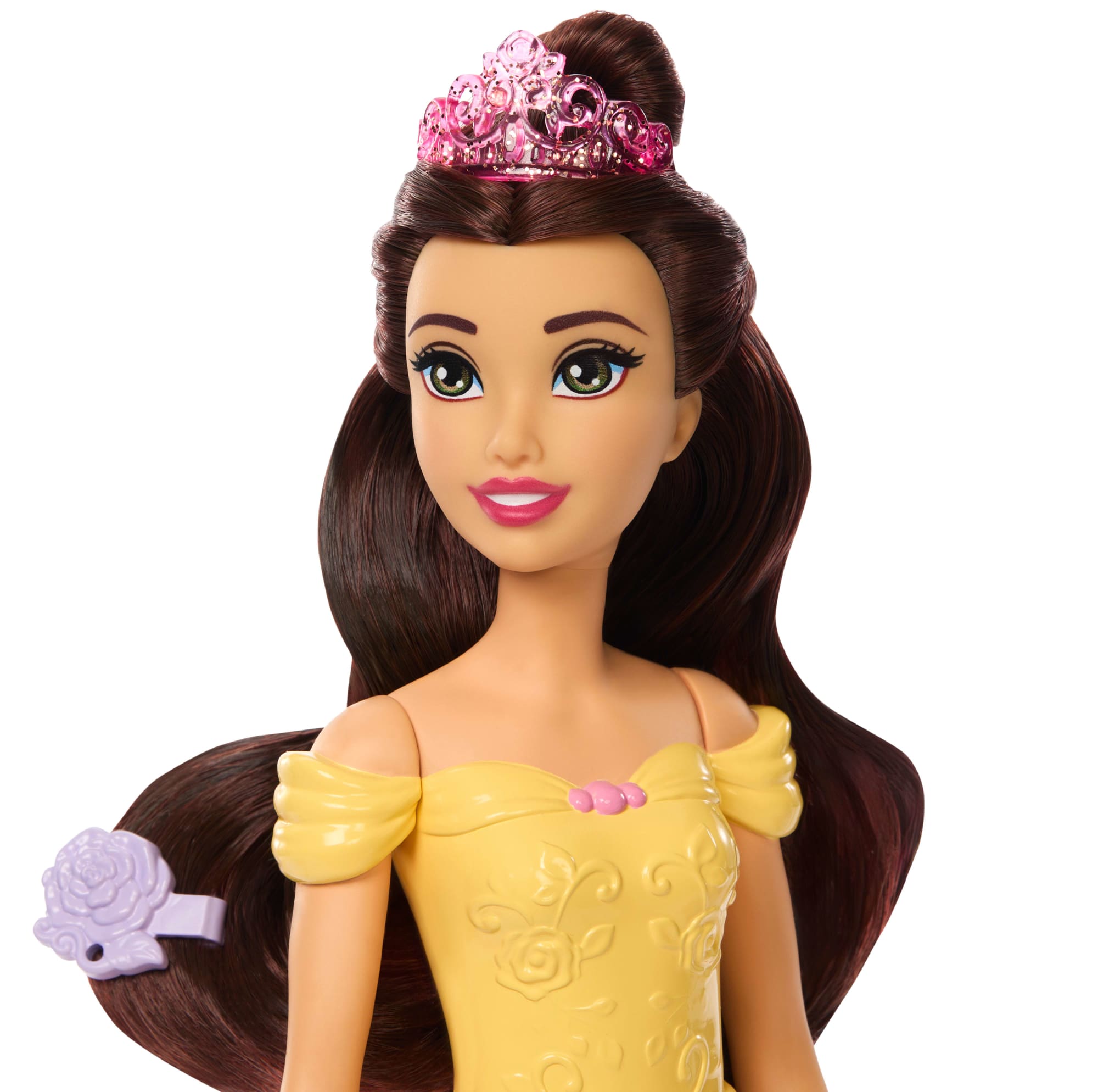 Disney Princess Bathe & Brush Belle Fashion Doll & Dog Figure With Color Change & Accessories - Image 3