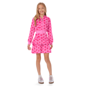Pink Hearts Hoodie Dress for Girls
