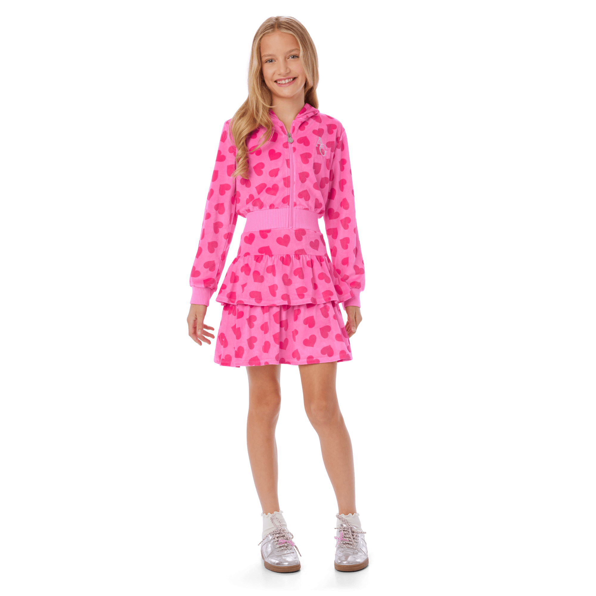 Pink Hearts Hoodie Dress for Girls & 18-inch Dolls - Image 8