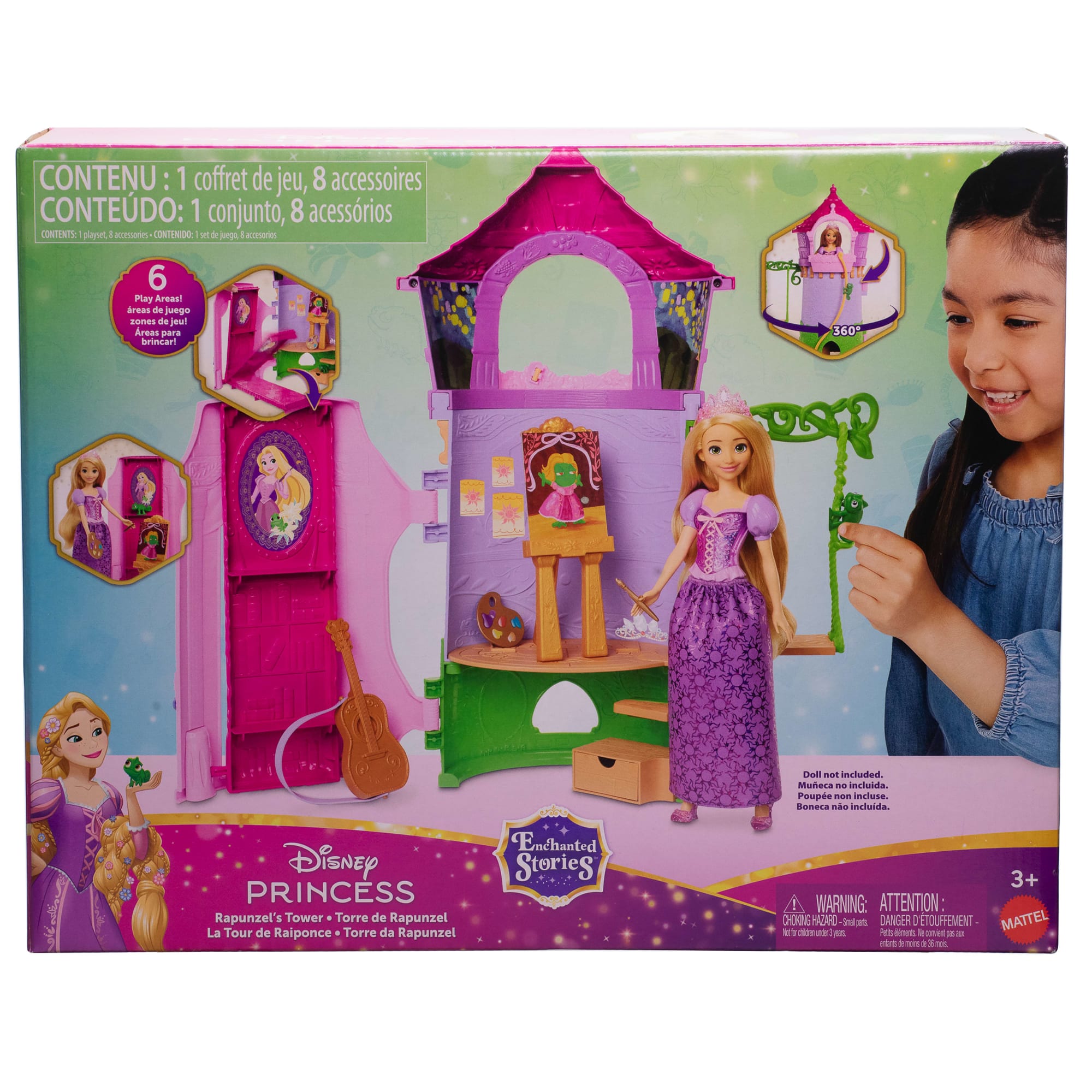 Disney Princess Enchanted Stories Rapunzel's Tower Playset With 6 Play Areas. Pascal Figure & 5 Accy - Image 6