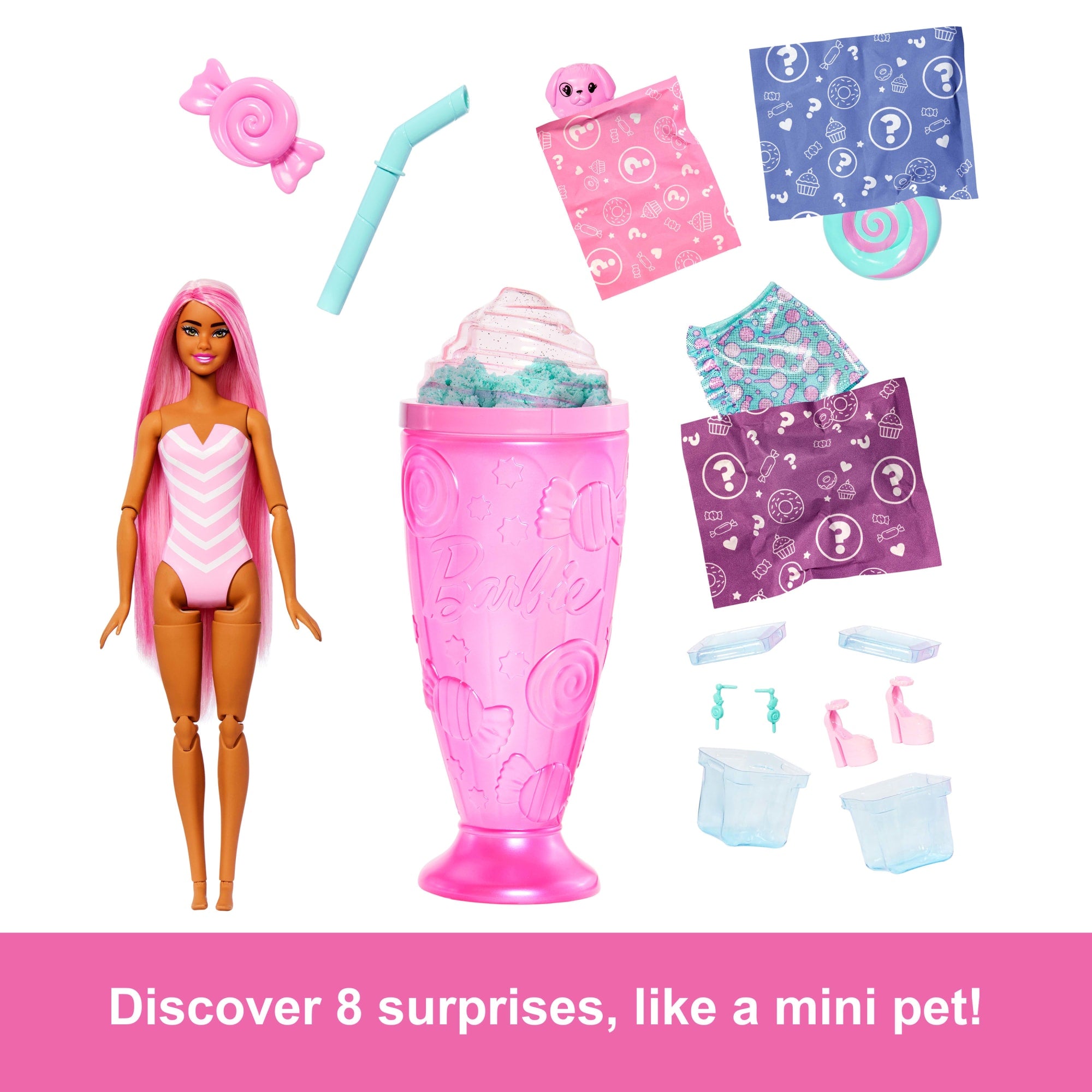 Barbie Pop Reveal Treat Series Doll & Accessories Set. Sweet Swirl Fashion Doll & Pet - Image 2