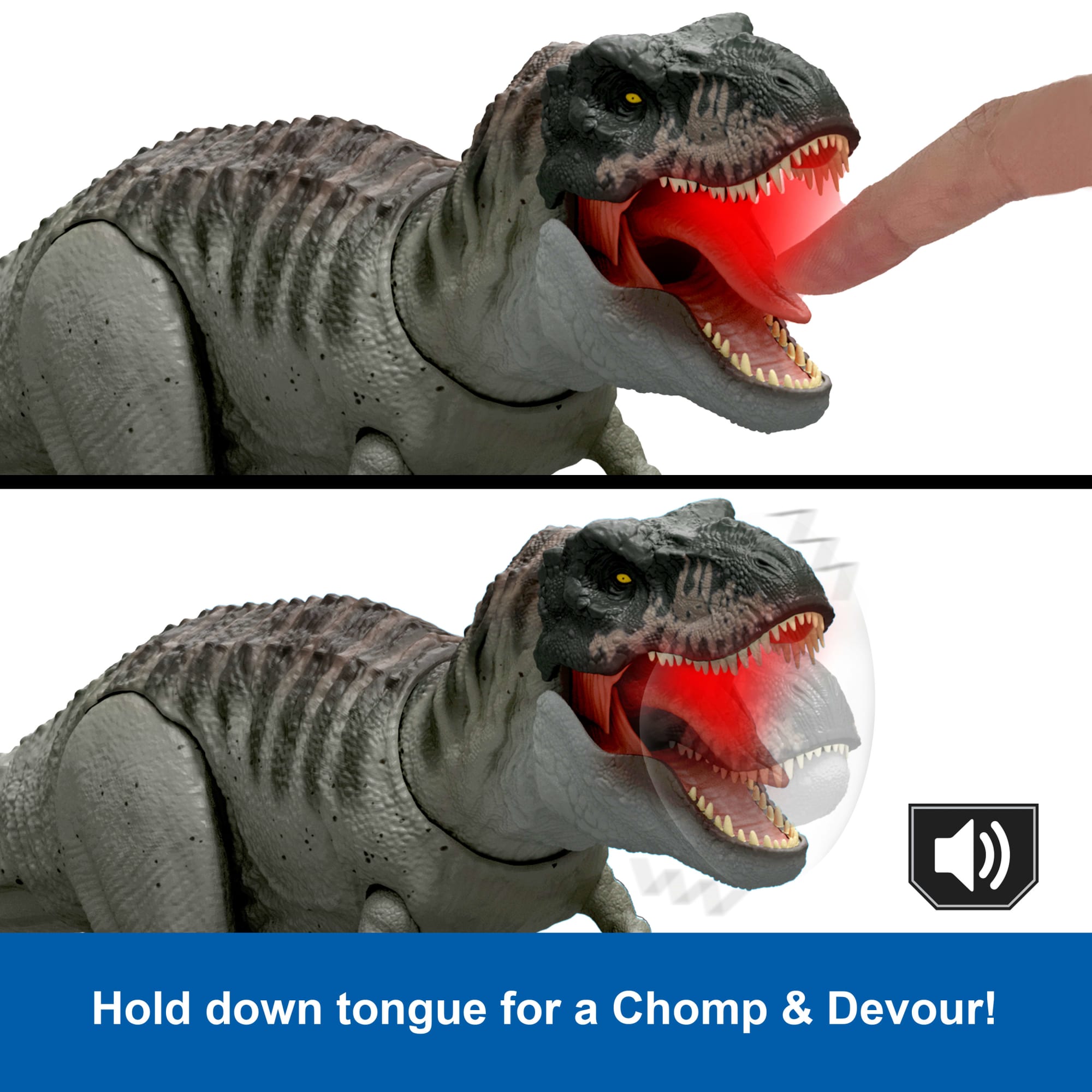 Jurassic World Rebirth Power Devour Tyrannosaurus Rex Dinosaur Figure. Constant Chomp Lights & Sound - Image 5