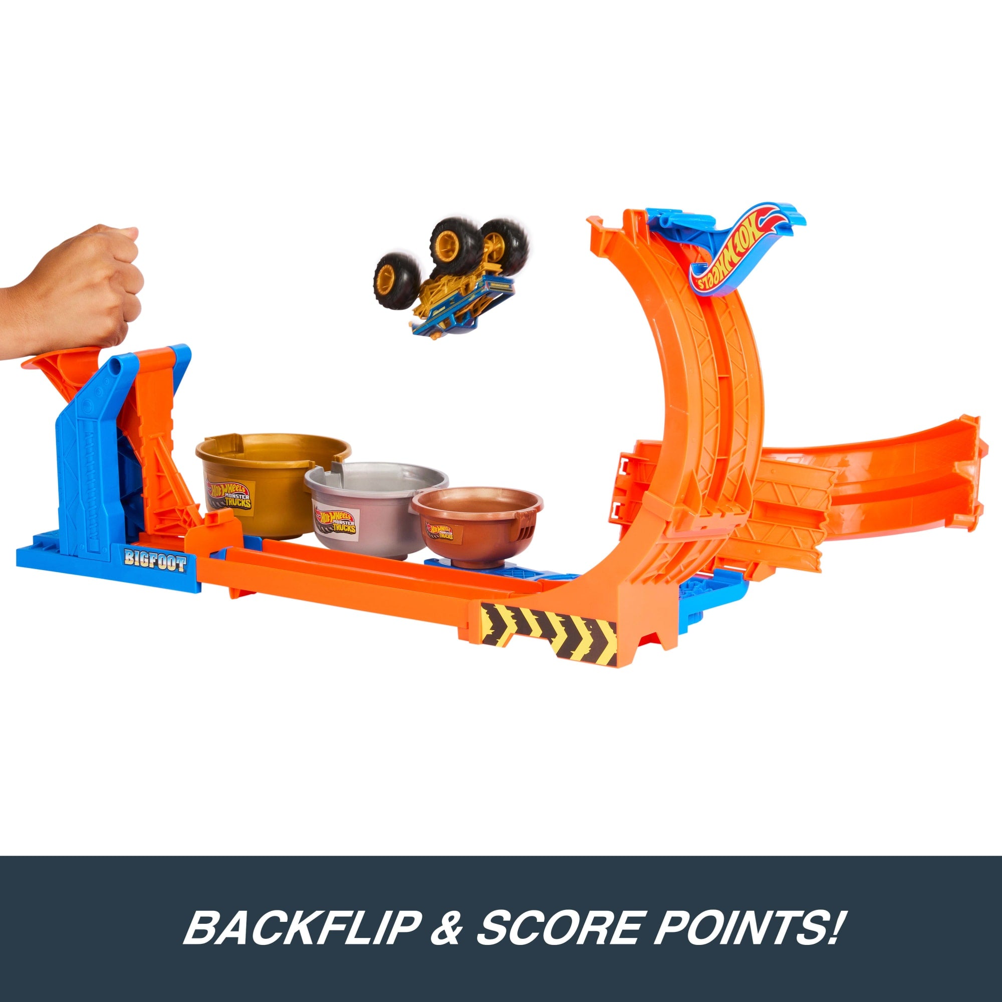Hot Wheels Monster Trucks Loop-And-Flip Trophy Challenge Playset & Die-Cast Bigfoot Toy Truck - Image 3