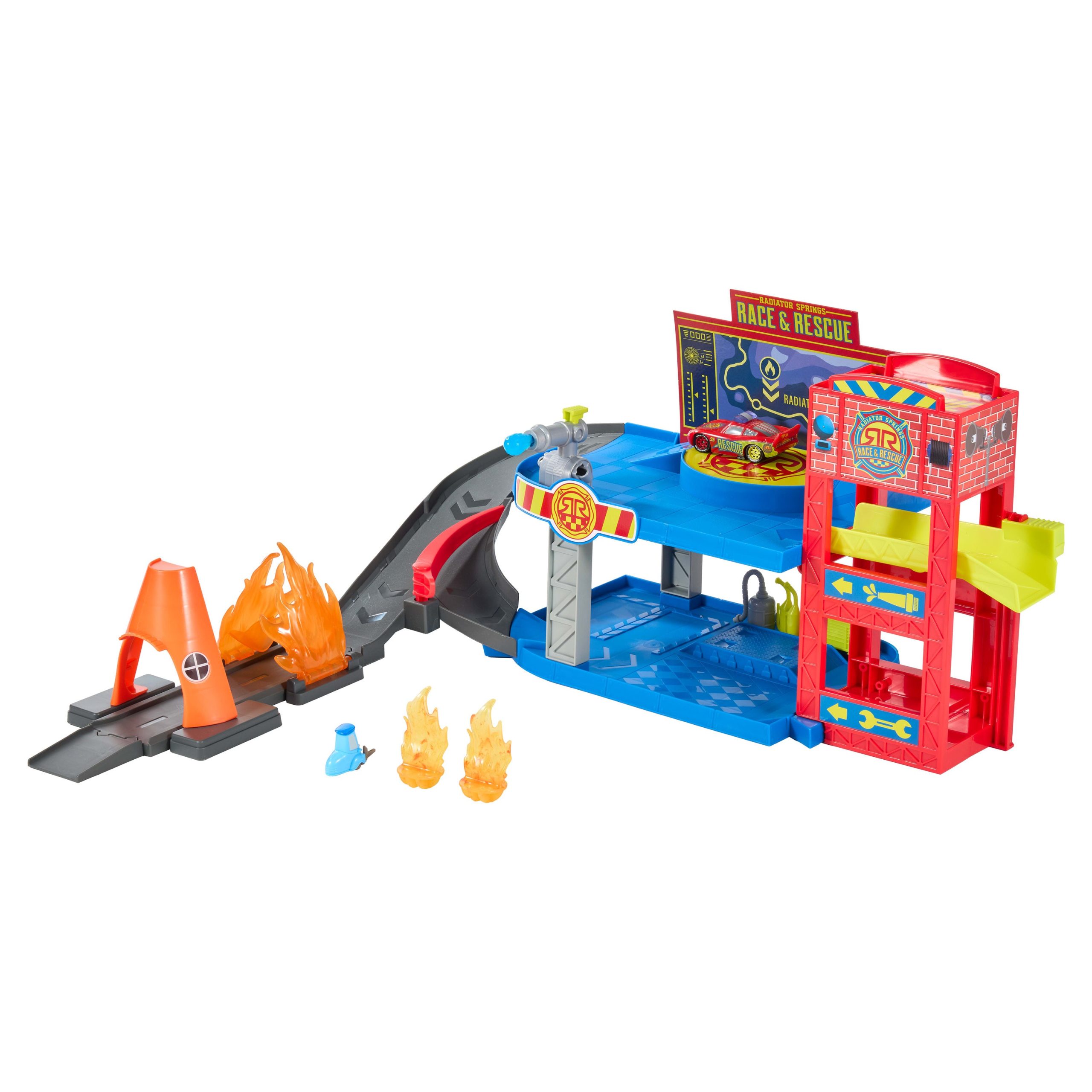 Disney And Pixar Cars Race & Rescue Command Center With Lightning Mcqueen. Guido & 4 Accessories - Image 2